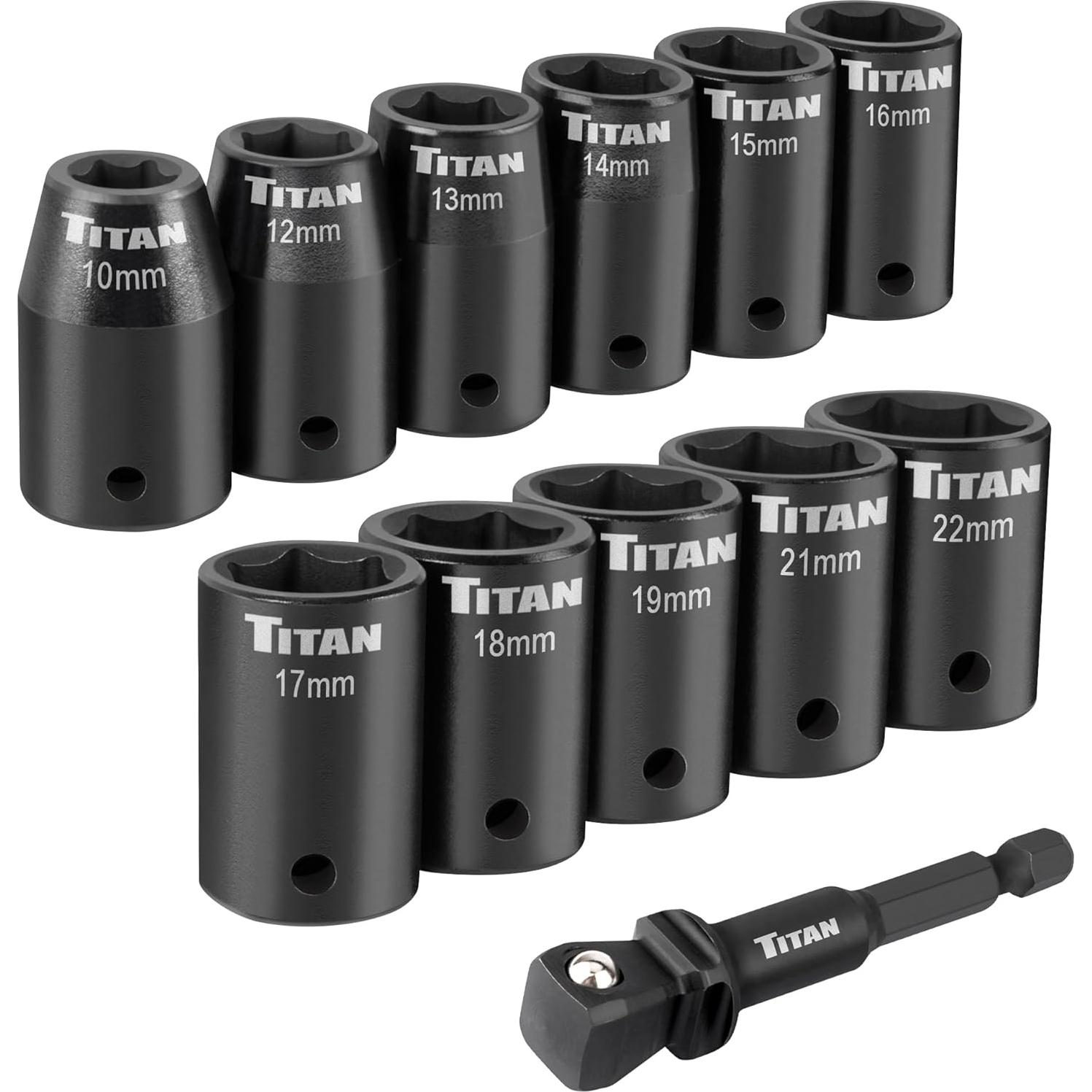 Juego de 12 Piezas de Accesorios de Impacto Titan 42201 10-22mm