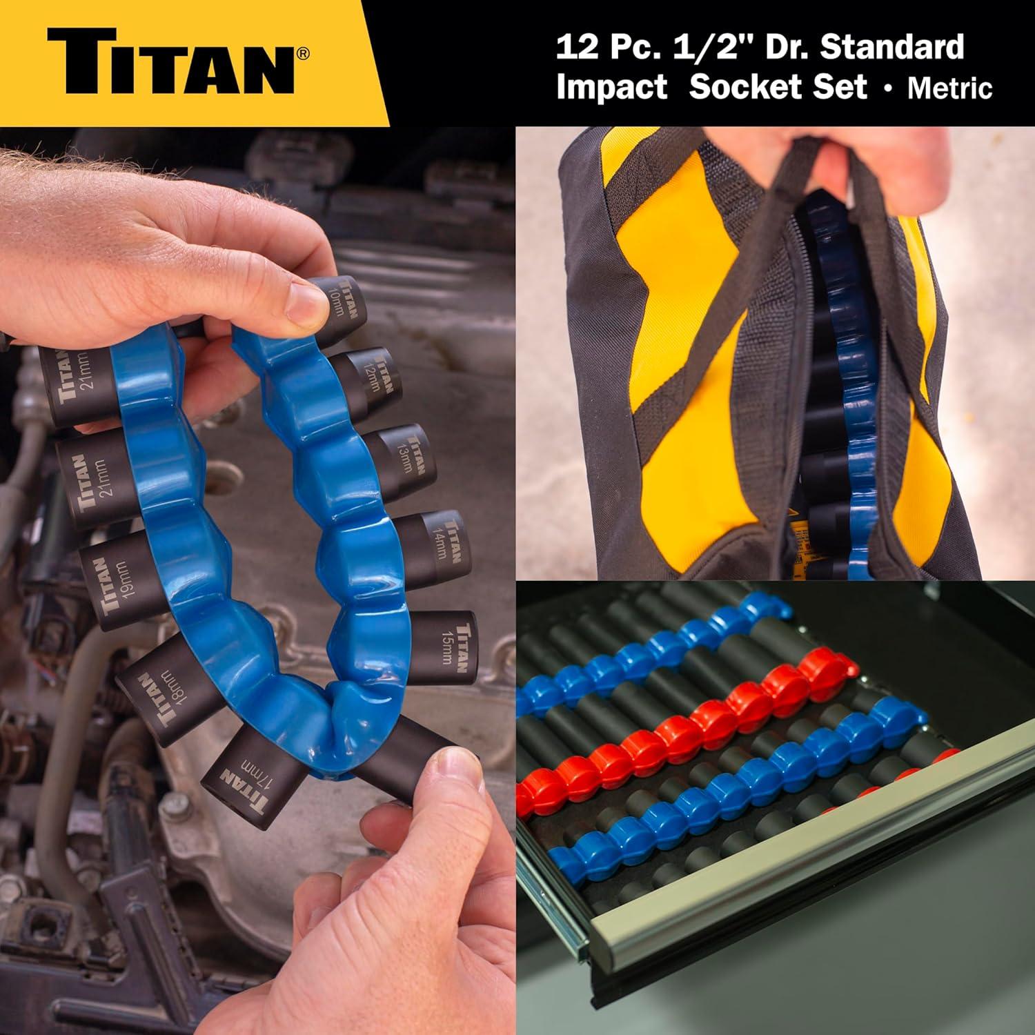 Juego de 12 Piezas de Accesorios de Impacto Titan 42201 10-22mm