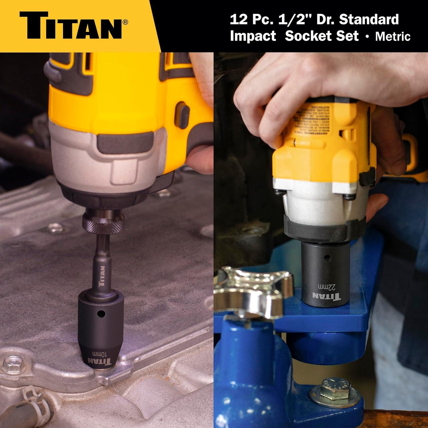 Juego de 12 Piezas de Accesorios de Impacto Titan 42201 10-22mm