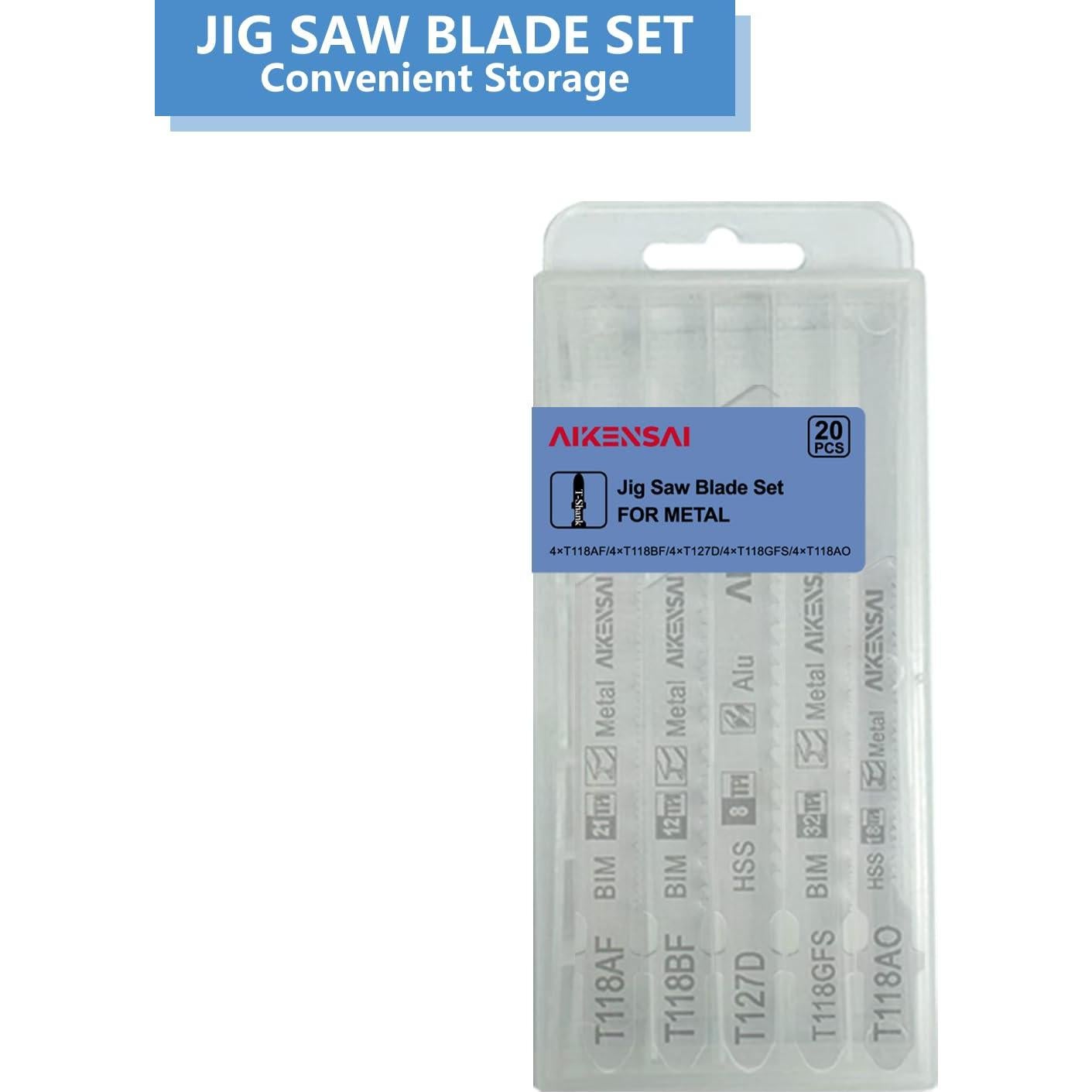 Juego de 20 Hojas de Sierra de Calar AIKENSAI T-Shank para Metal