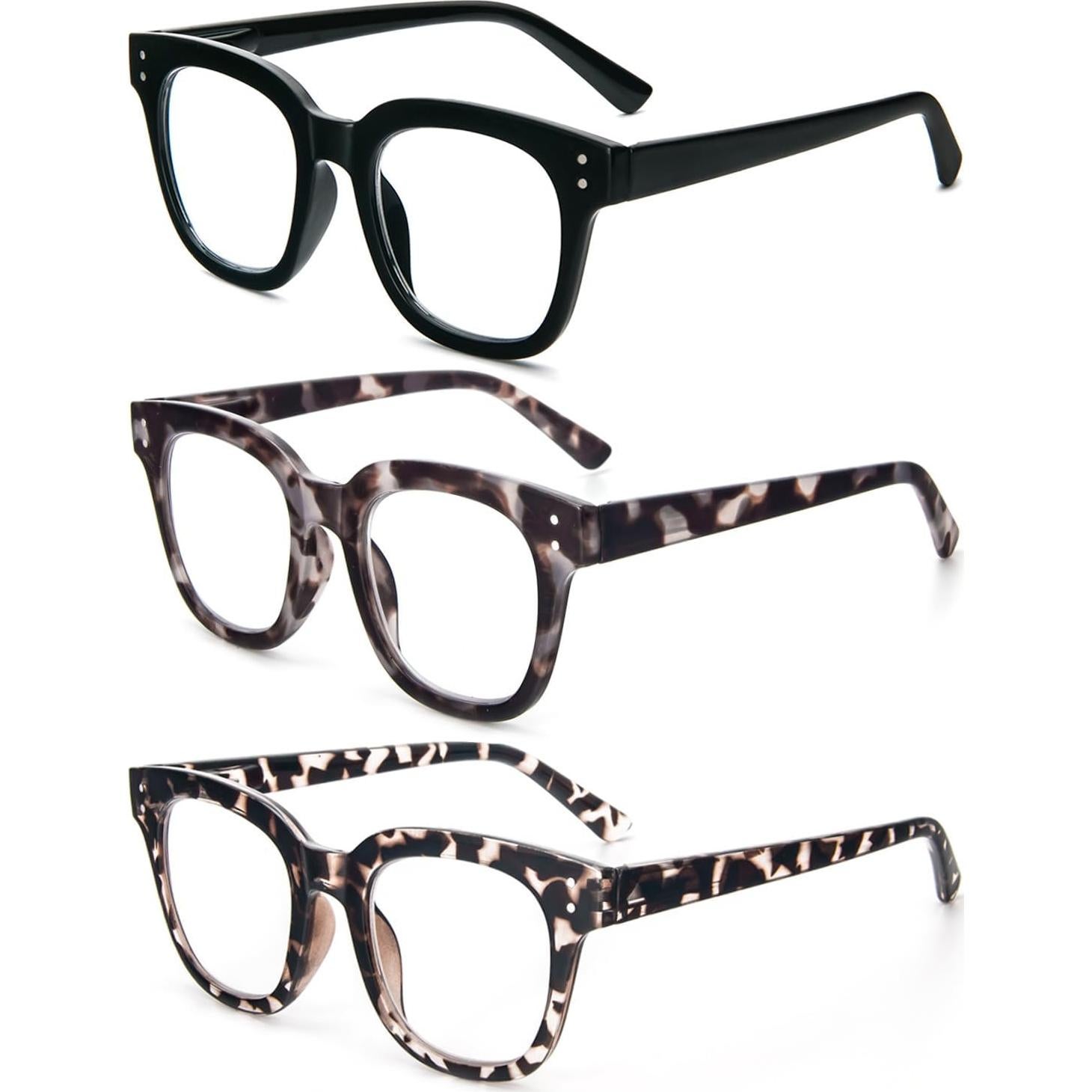 Gafas de Lectura Retro REAVEE 3 Paquetes Anti Luz Azul