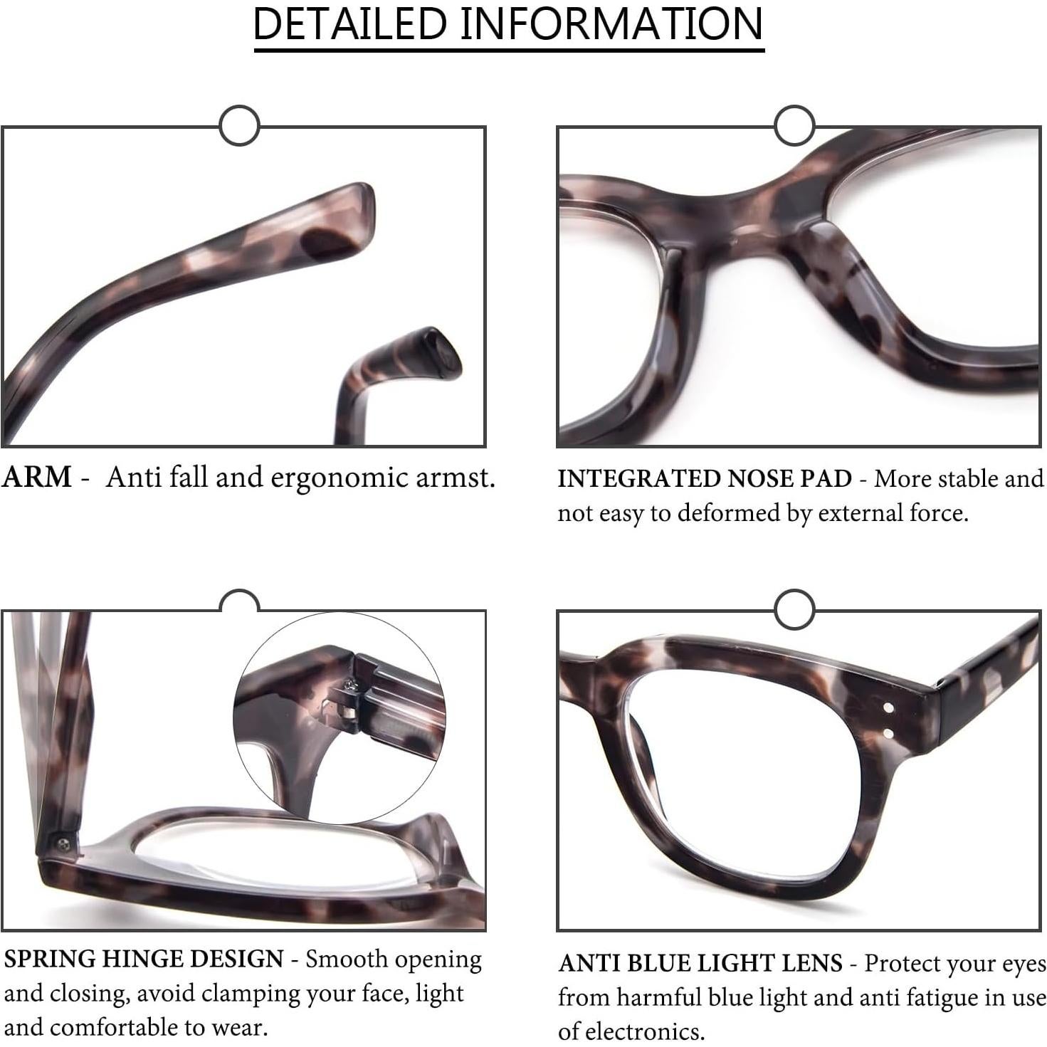 Gafas de Lectura Retro REAVEE 3 Paquetes Anti Luz Azul