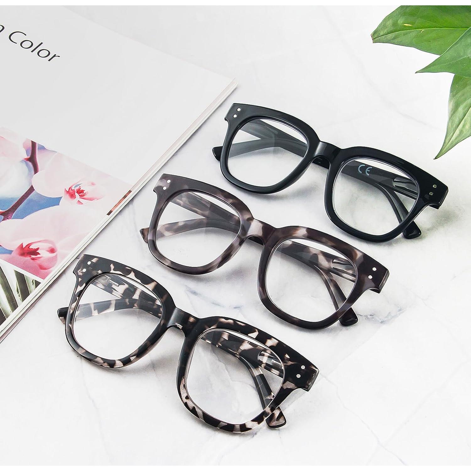 Gafas de Lectura Retro REAVEE 3 Paquetes Anti Luz Azul