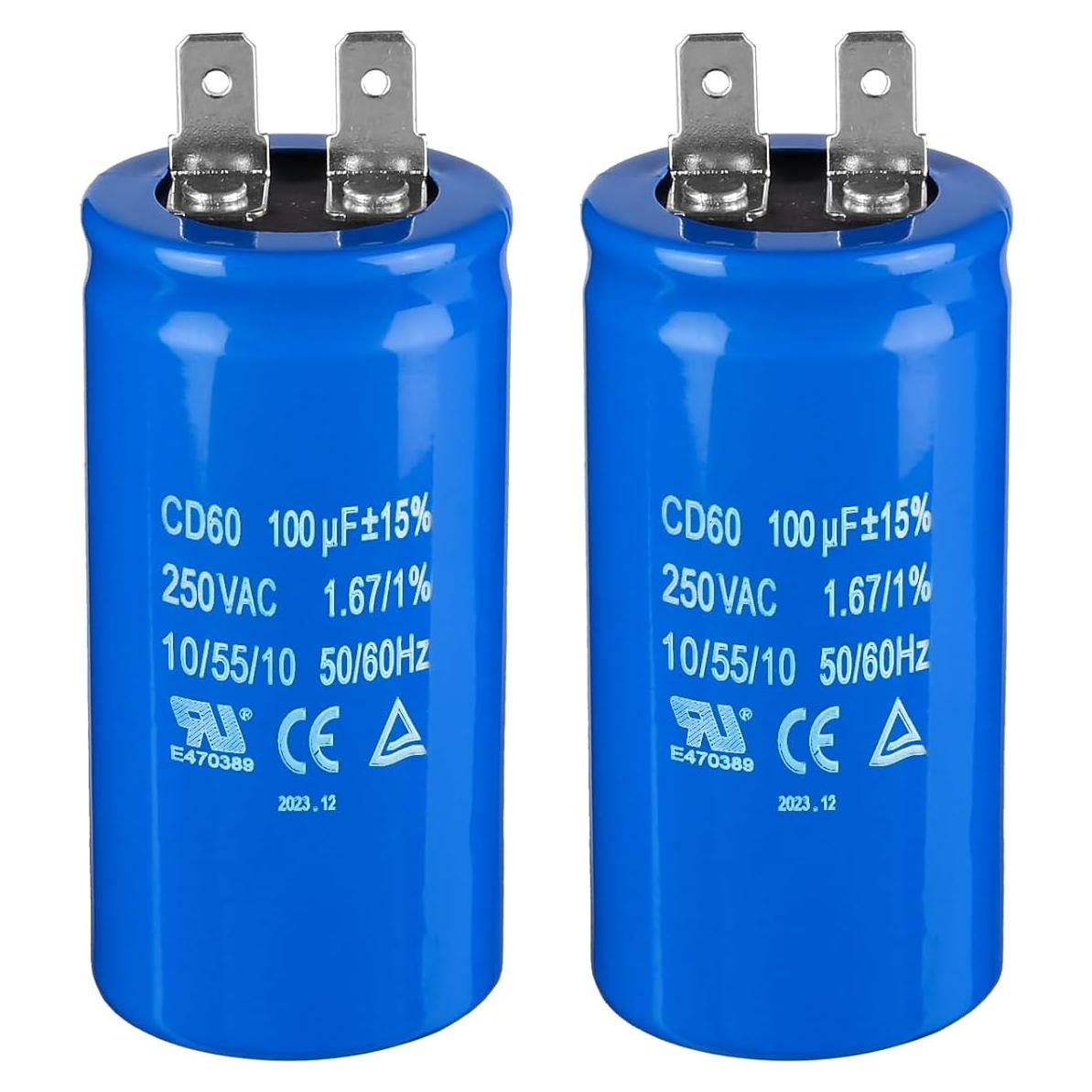 Capacitor de Arranque ZOWZEA CD60 100uF 250V para Motor