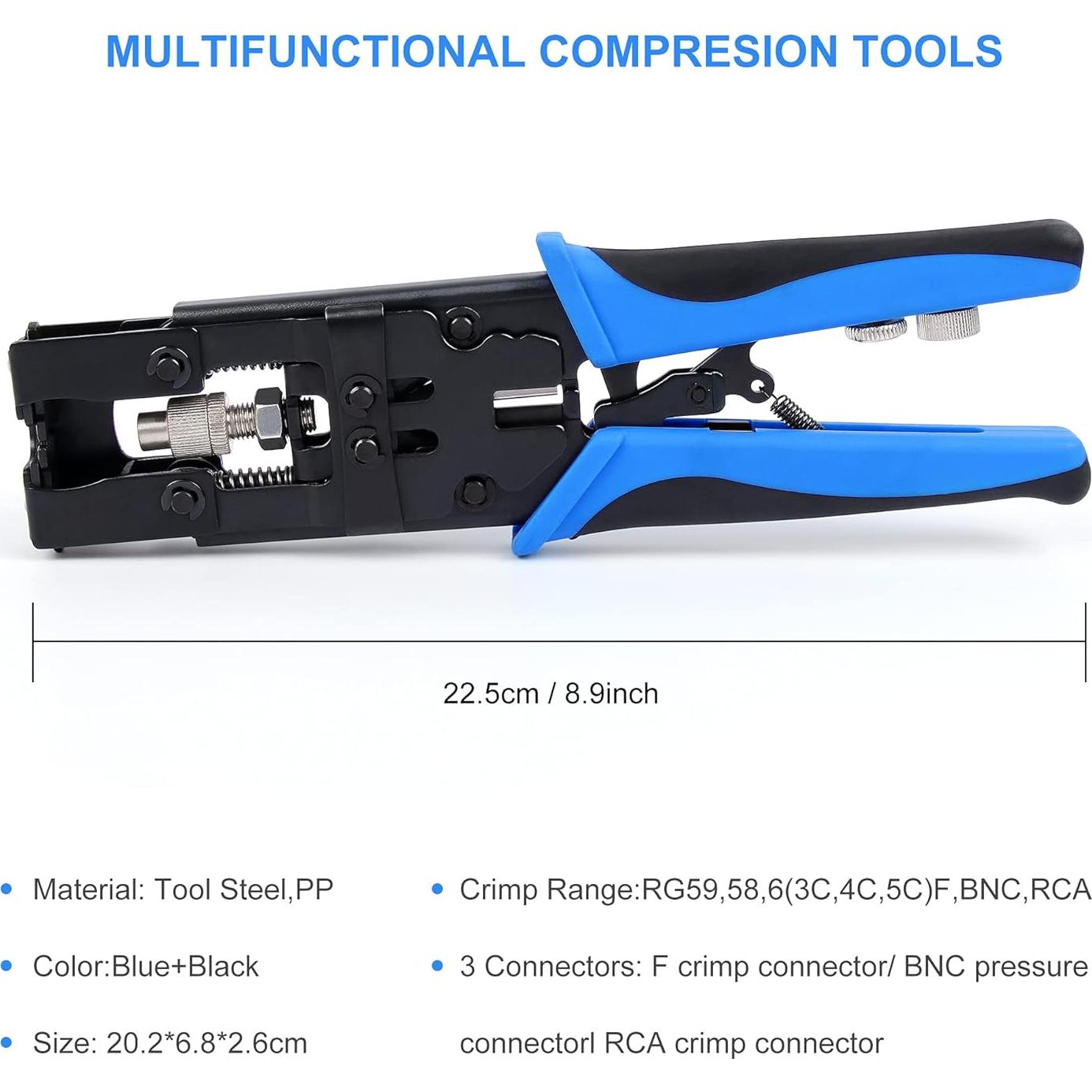 Kit de Herramientas de Crimpado Coaxial Knoweasy - RG59, RG6, F, BNC