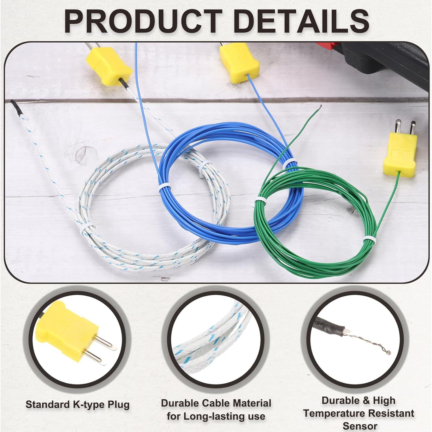 Sensor de Temperatura Tipo K MECCANIXITY 3 Pcs 1m -50 a 400C
