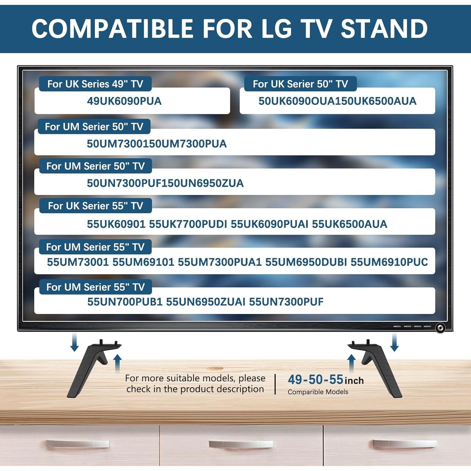 Patas de TV WISINY Reemplazo para LG 49 50 55 Pulgadas