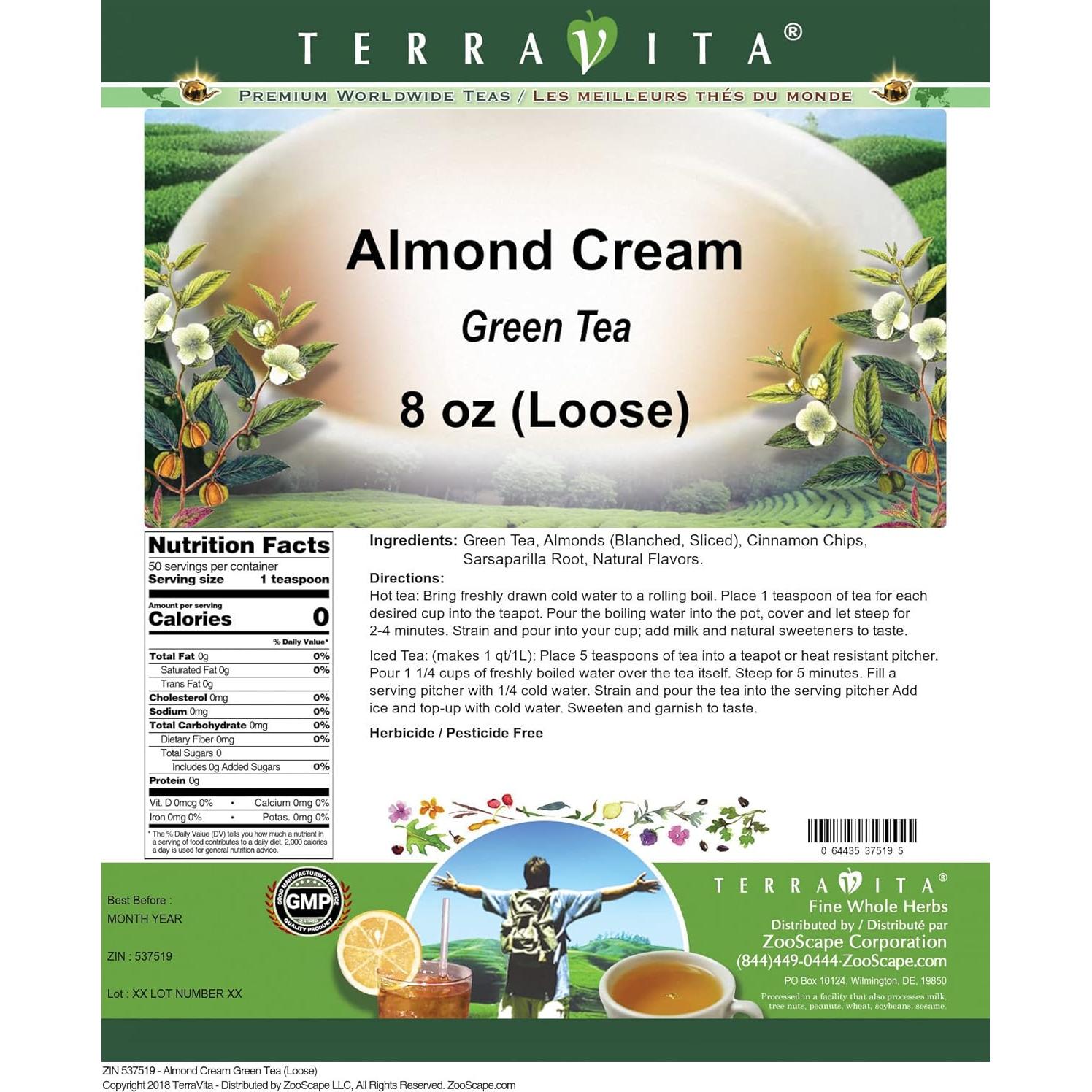 Té Verde Crema de Almendra TerraVita 226.8 g - Sabor Natural
