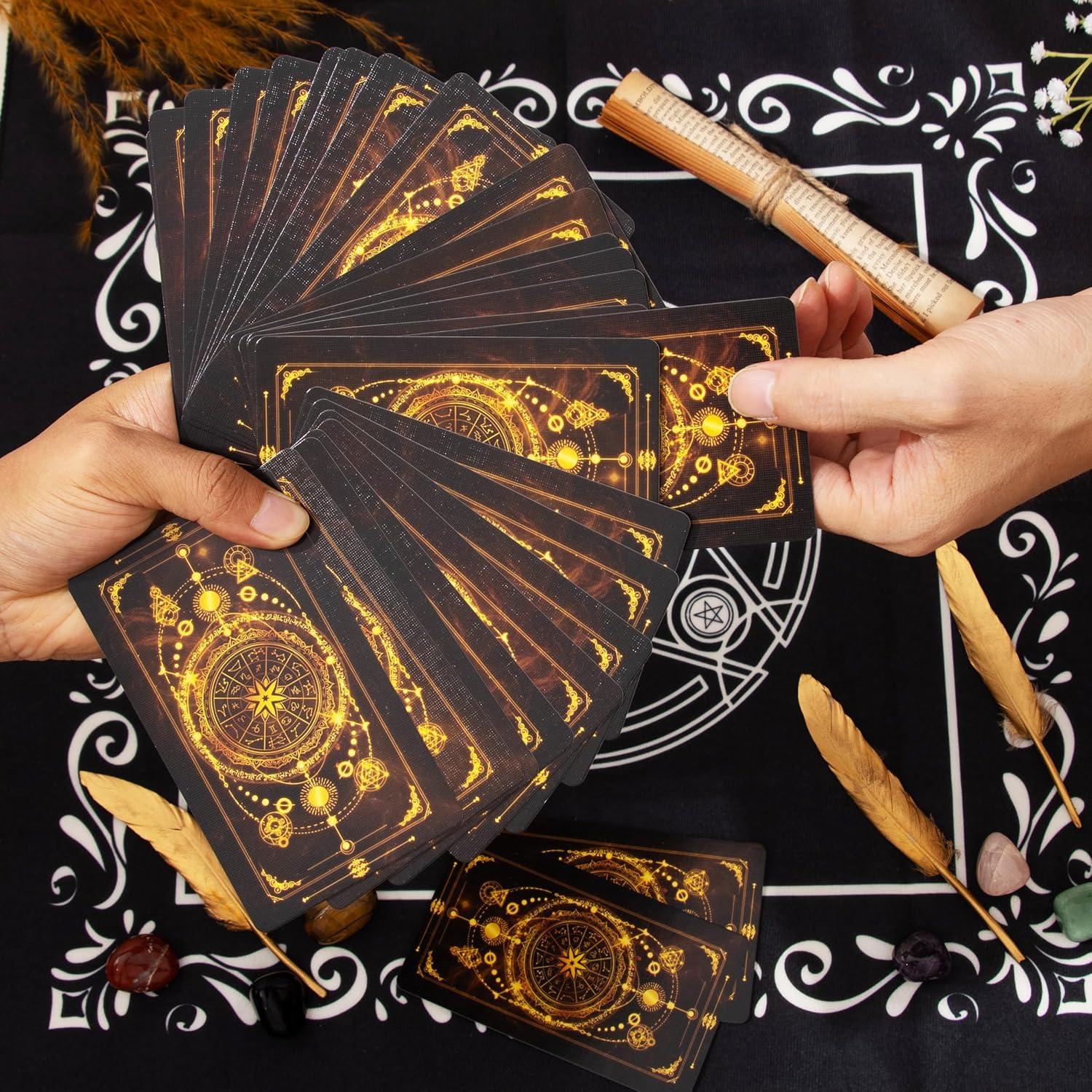 Set de Tarot SUGEYA 78 Cartas Negras con Guía y Accesorios