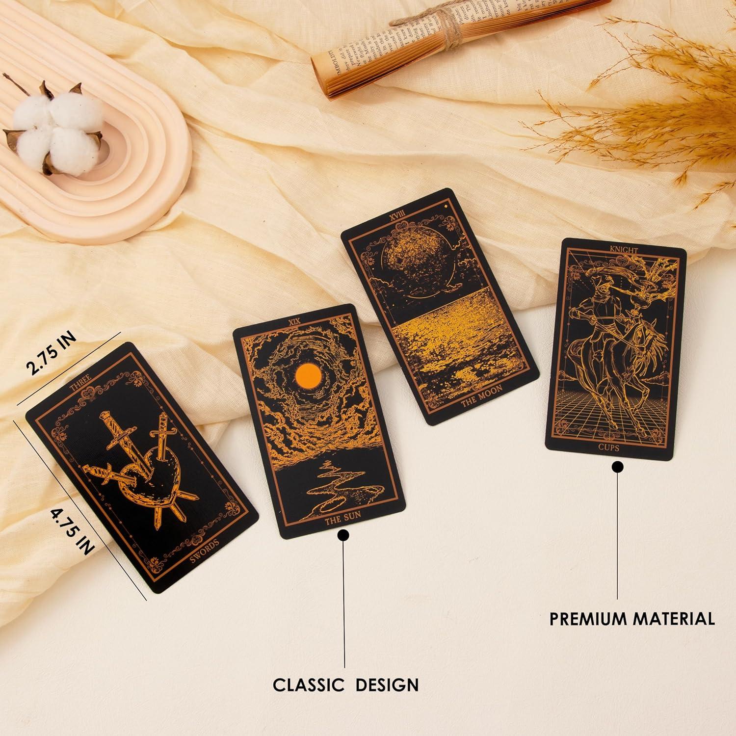 Set de Tarot SUGEYA 78 Cartas Negras con Guía y Accesorios