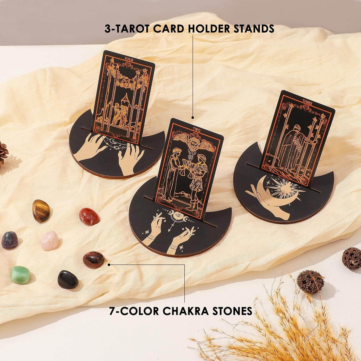 Set de Tarot SUGEYA 78 Cartas Negras con Guía y Accesorios
