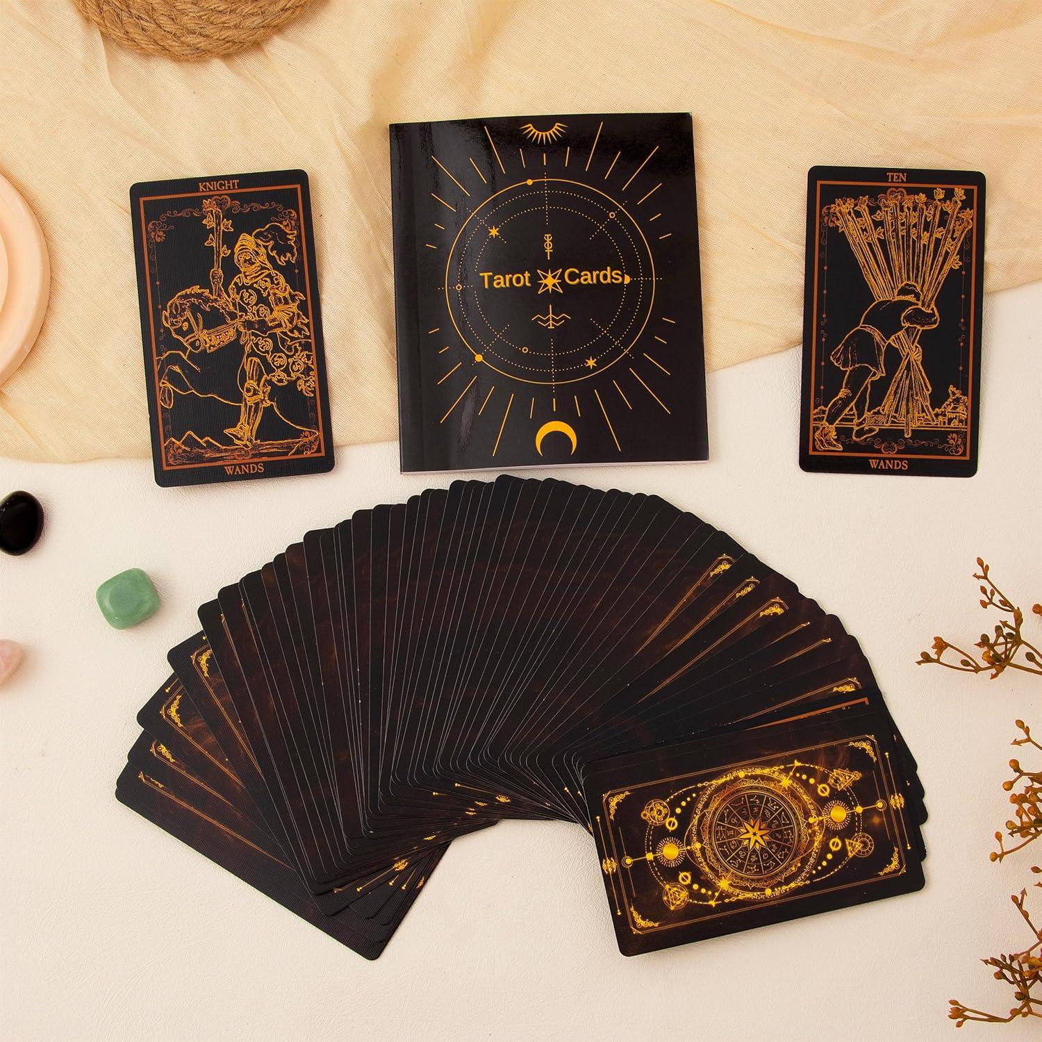 Set de Tarot SUGEYA 78 Cartas Negras con Guía y Accesorios