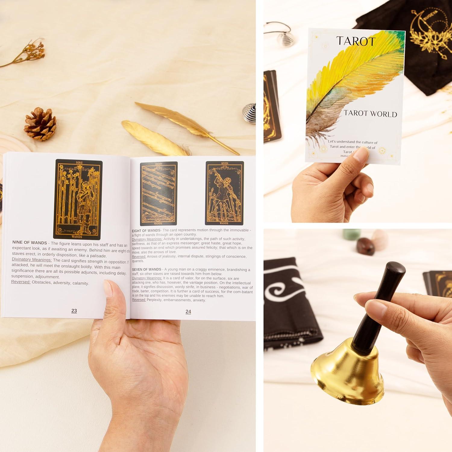 Set de Tarot SUGEYA 78 Cartas Negras con Guía y Accesorios