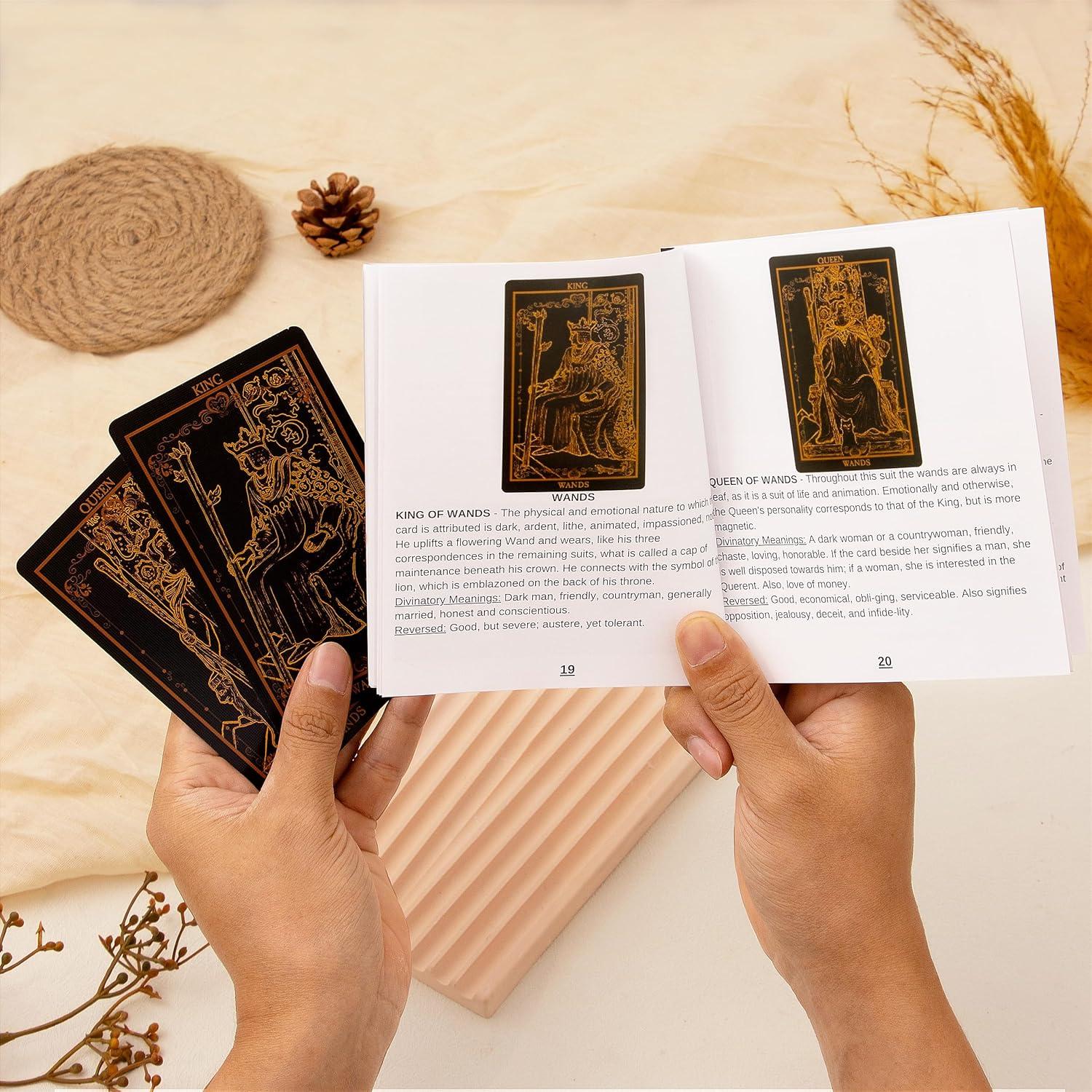 Set de Tarot SUGEYA 78 Cartas Negras con Guía y Accesorios