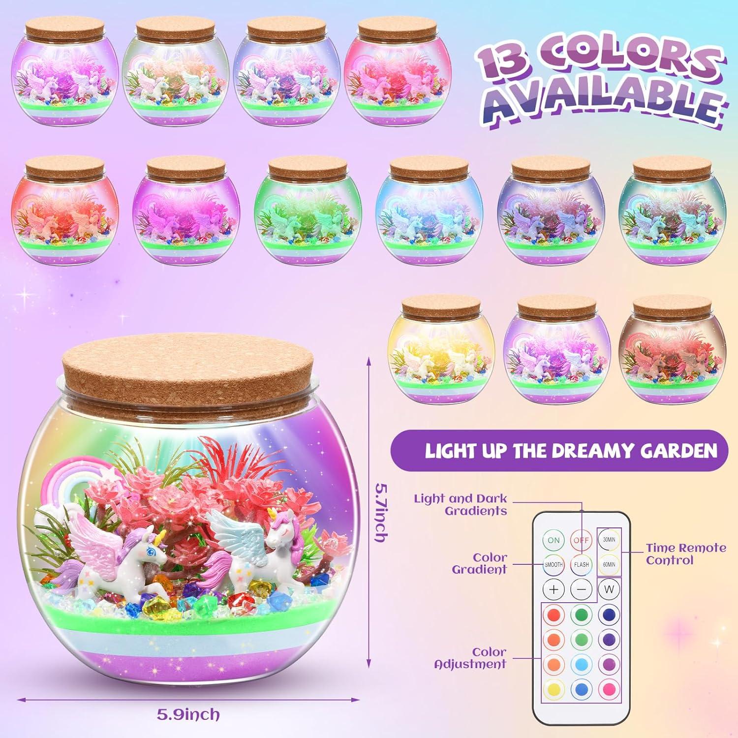 Kit de Terrario Unicornio y Hada Iluminado Kaivee 2 en 1