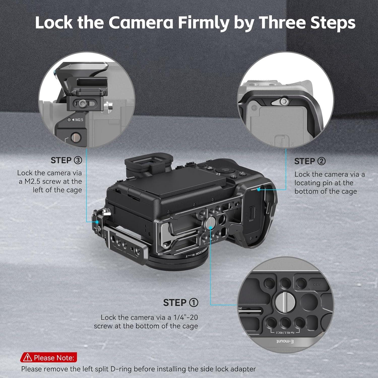 SmallRig Cage Kit w/Cable Clamp for Sony Alpha 7R V/Alpha 7 IV/Alpha 7S III, Camera Cage w/Multiple Accessory Mounting Points, Built-in Quick-Release Plate for Arca-Swiss - 4308