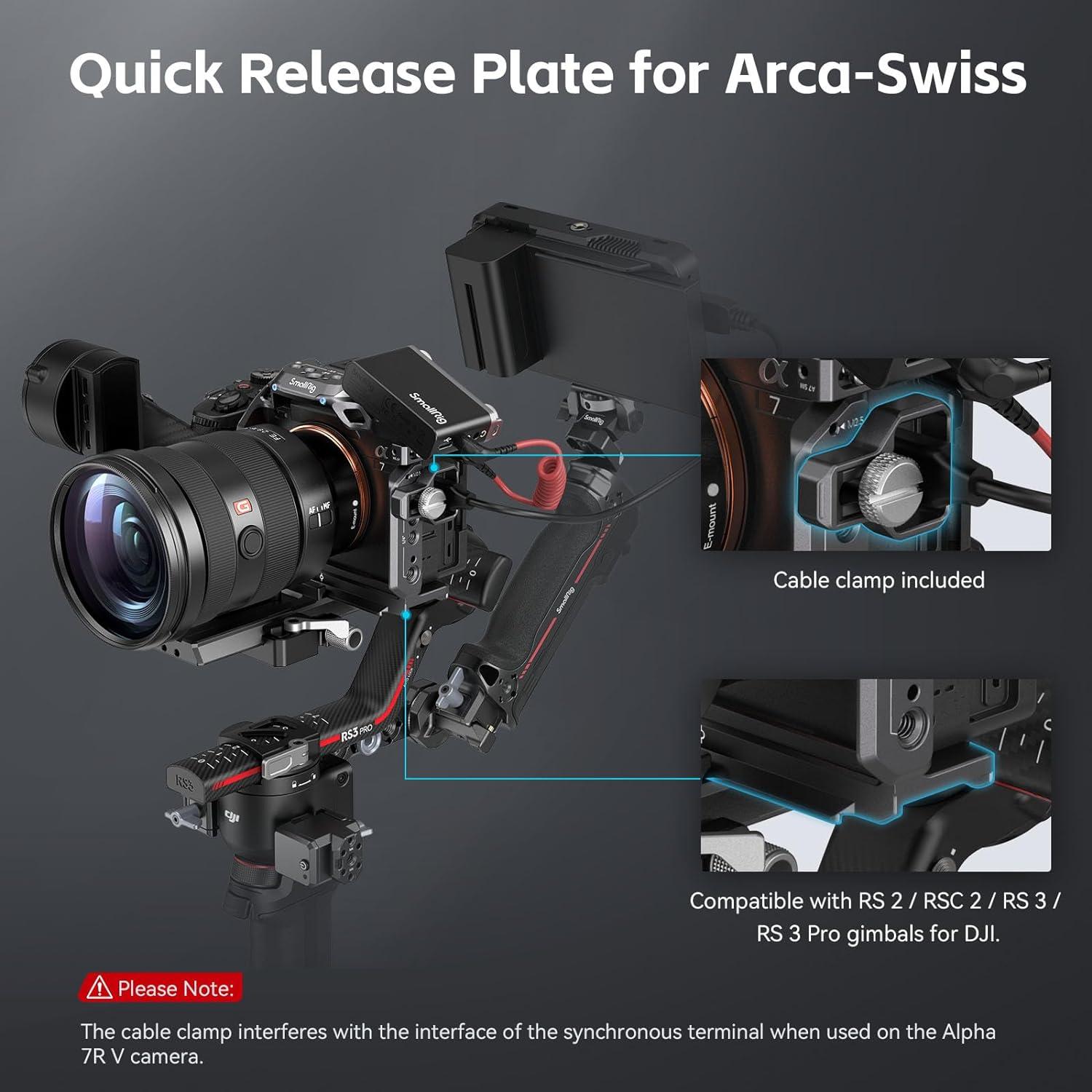 SmallRig Cage Kit w/Cable Clamp for Sony Alpha 7R V/Alpha 7 IV/Alpha 7S III, Camera Cage w/Multiple Accessory Mounting Points, Built-in Quick-Release Plate for Arca-Swiss - 4308