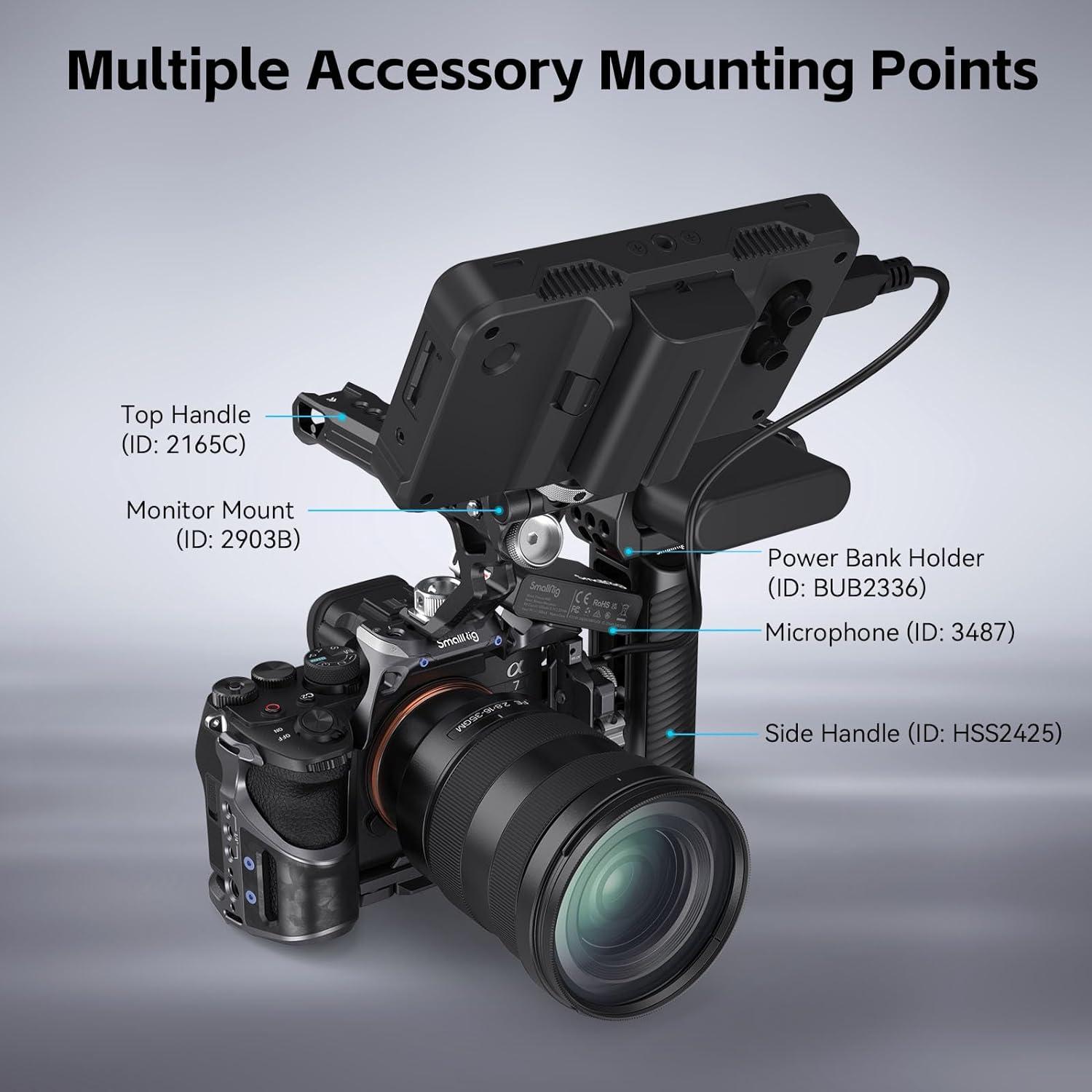 SmallRig Cage Kit w/Cable Clamp for Sony Alpha 7R V/Alpha 7 IV/Alpha 7S III, Camera Cage w/Multiple Accessory Mounting Points, Built-in Quick-Release Plate for Arca-Swiss - 4308