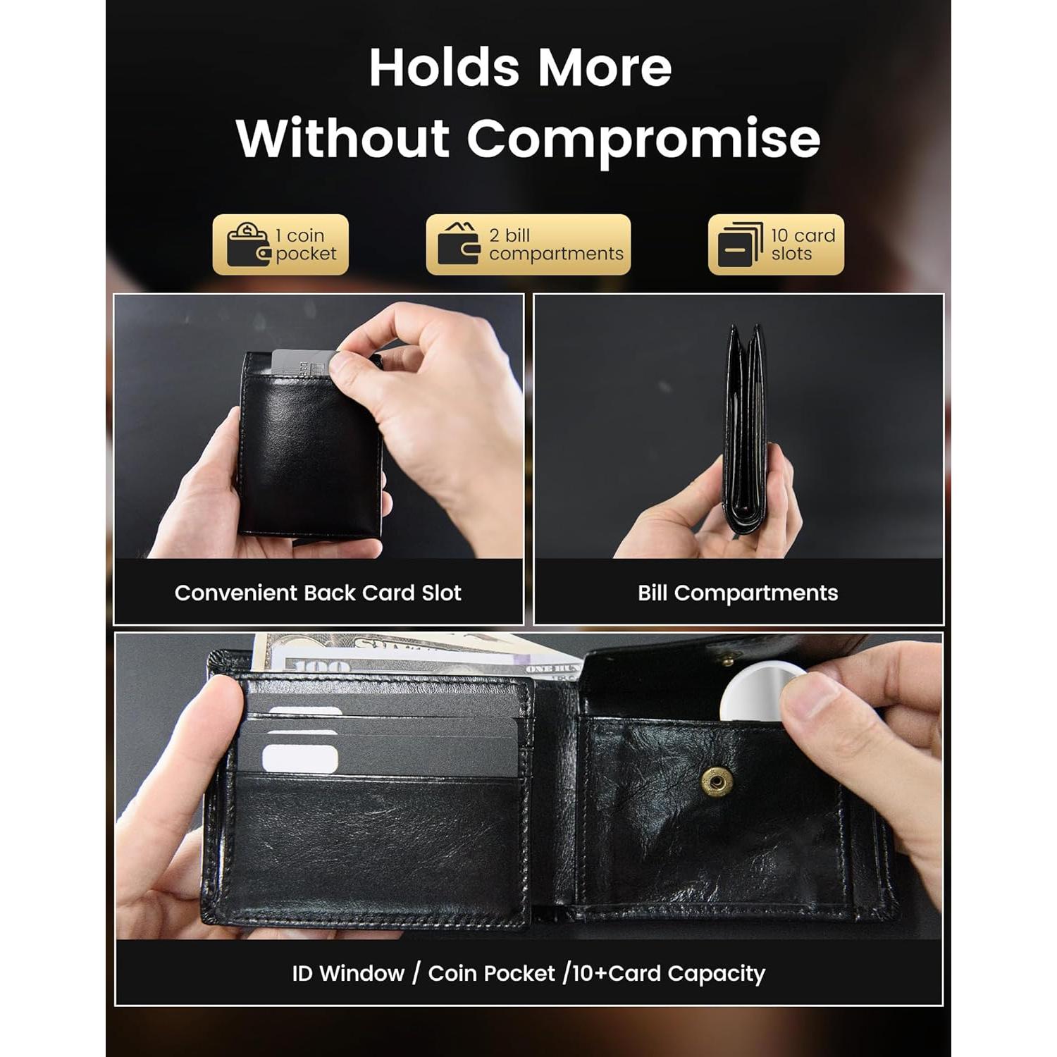 Billetera de Cuero Genuino Vast Scenery - Bloqueo RFID, Slim