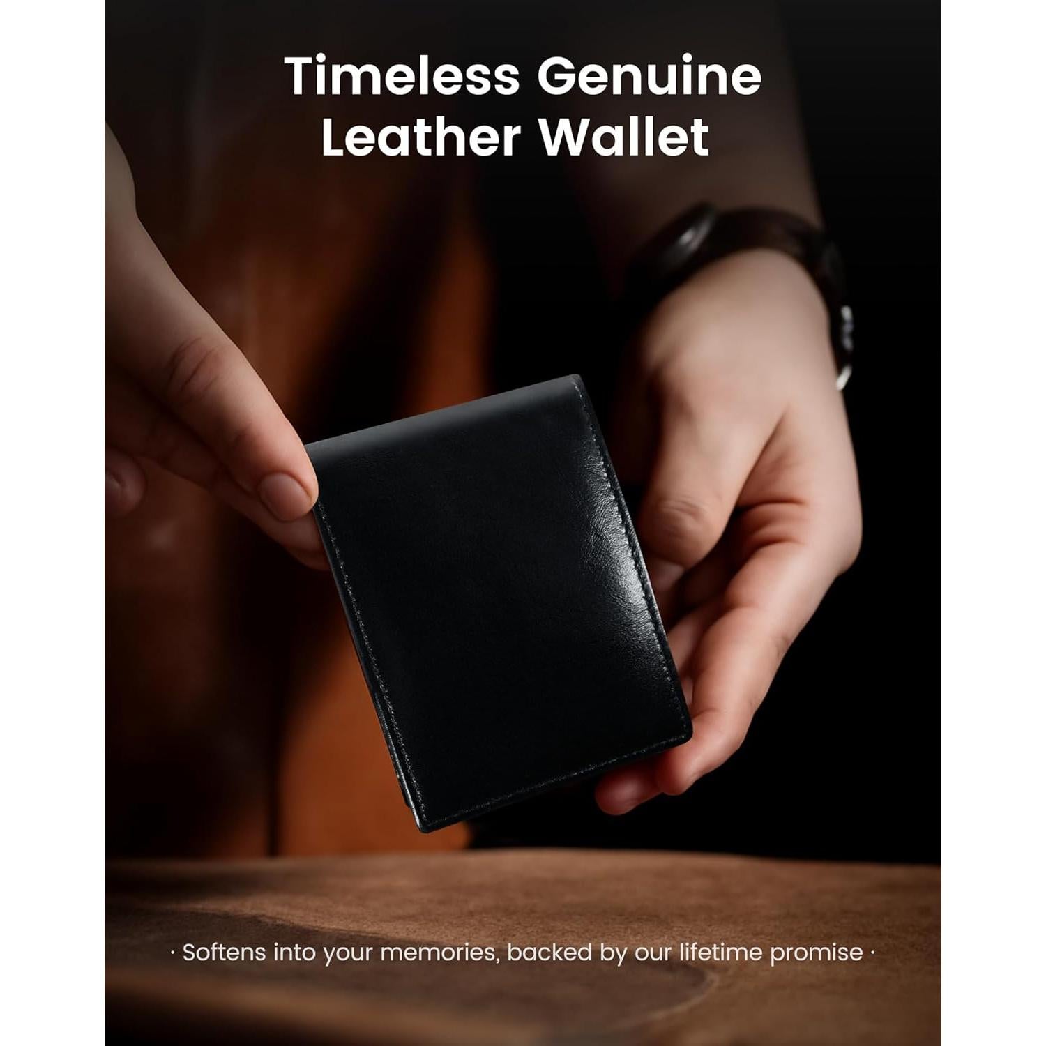 Billetera de Cuero Genuino Vast Scenery - Bloqueo RFID, Slim