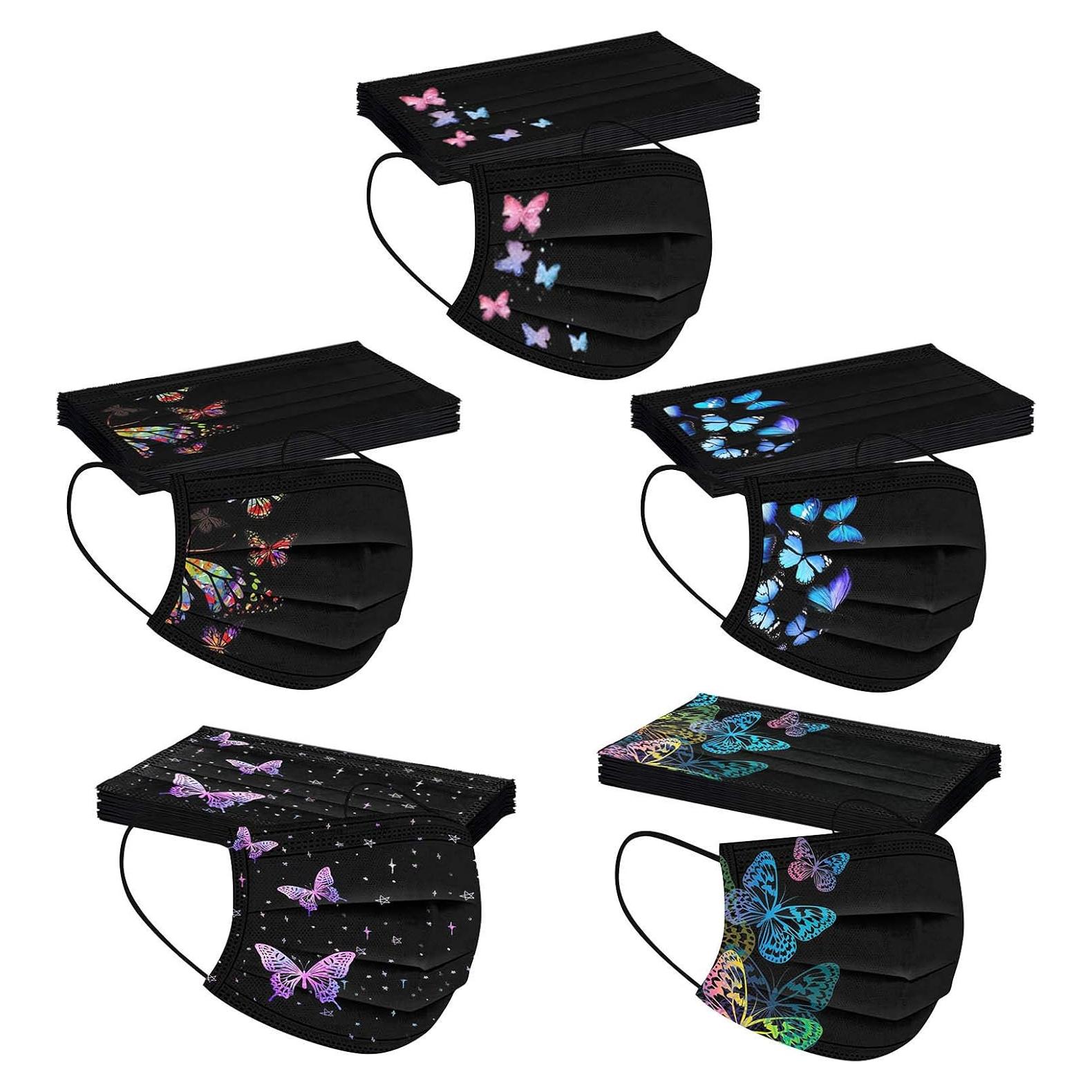50 Pcs Mascarillas Desechables 3 Capas Mariposa Adultos