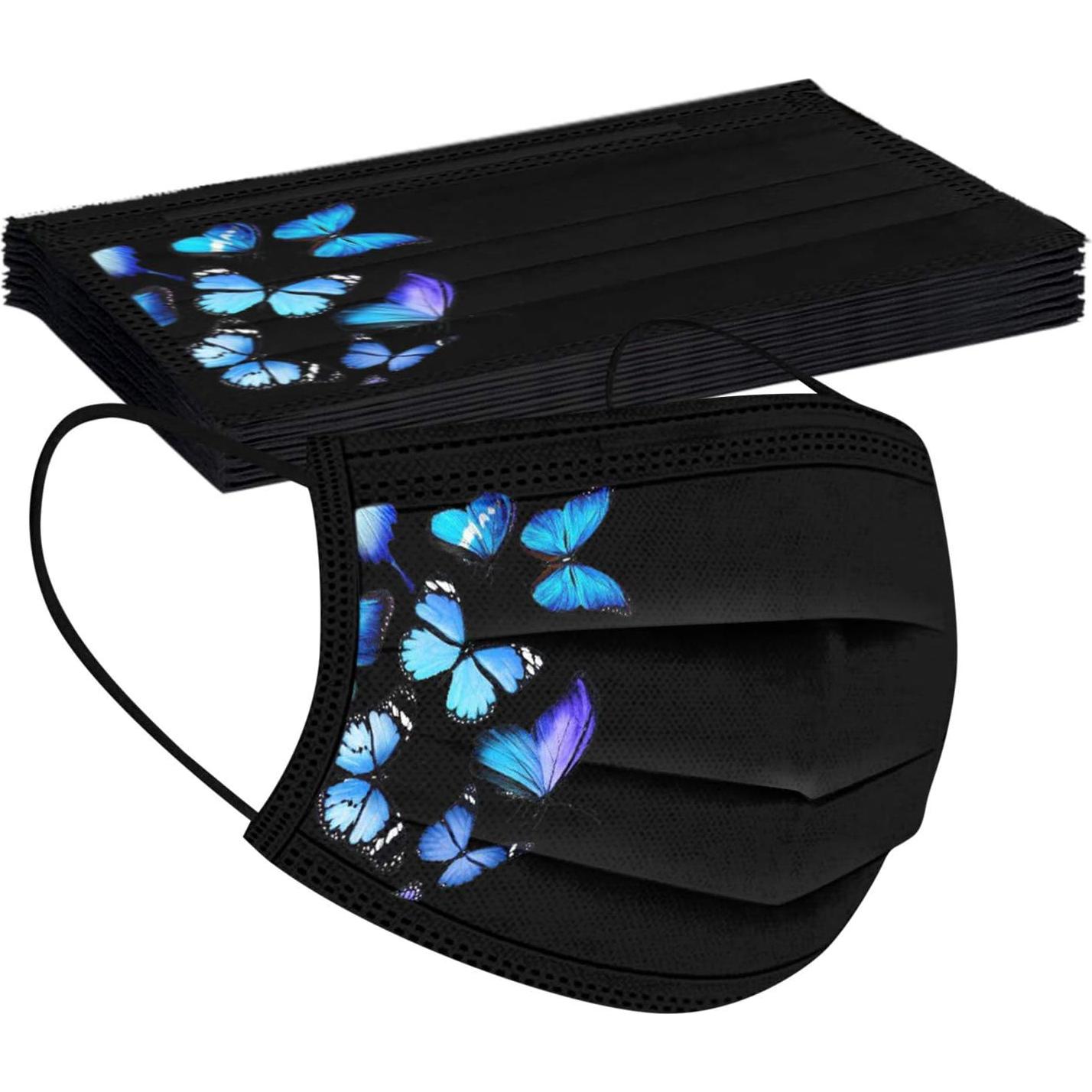 50 Pcs Mascarillas Desechables 3 Capas Mariposa Adultos