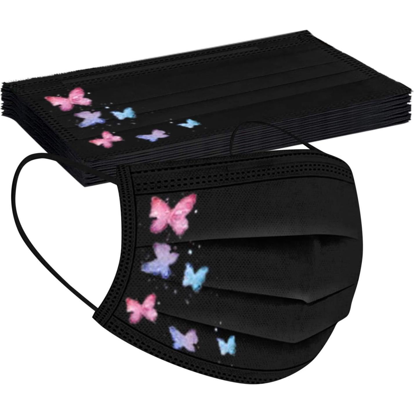 50 Pcs Mascarillas Desechables 3 Capas Mariposa Adultos
