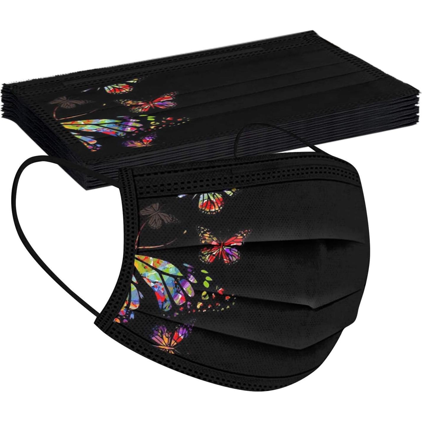 50 Pcs Mascarillas Desechables 3 Capas Mariposa Adultos