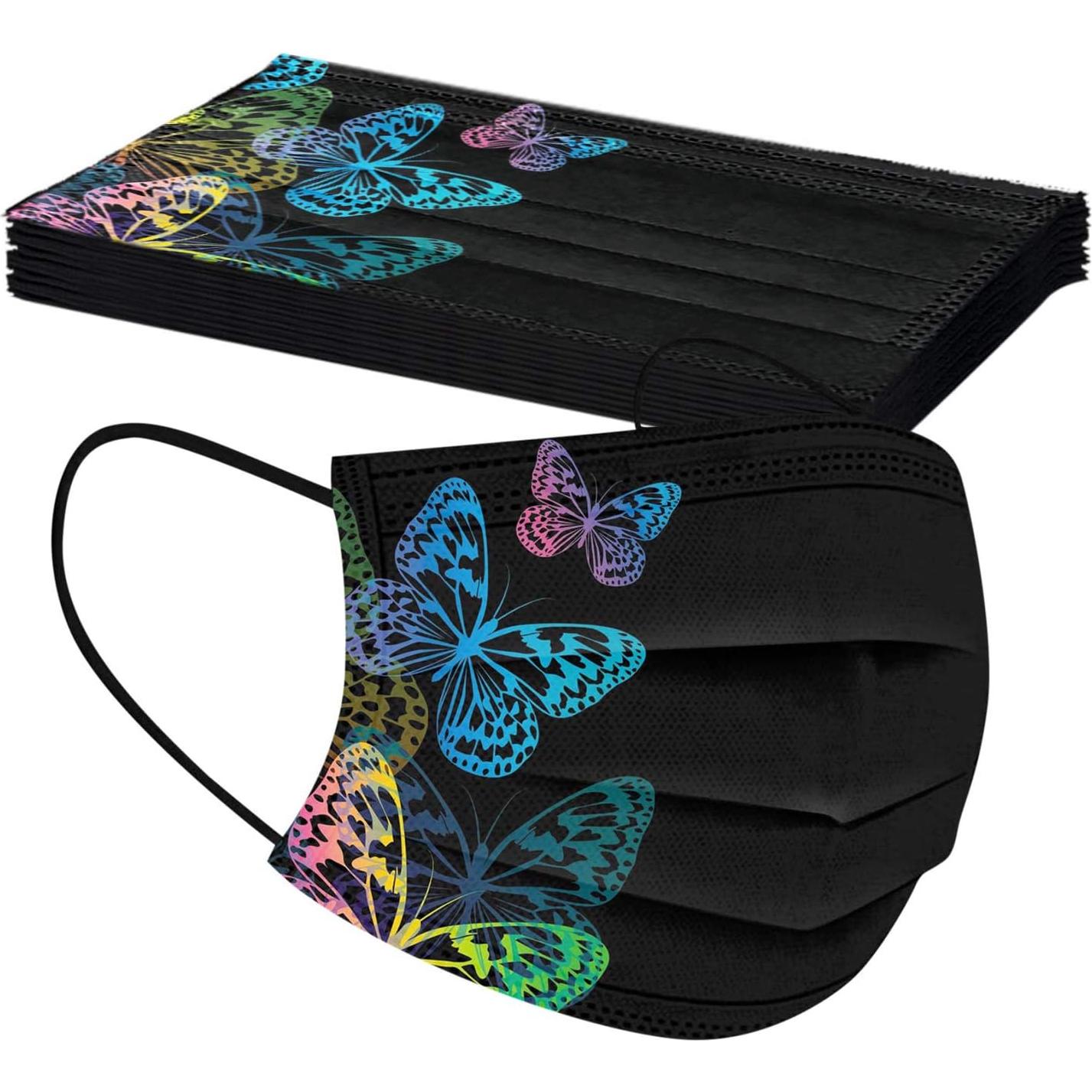 50 Pcs Mascarillas Desechables 3 Capas Mariposa Adultos