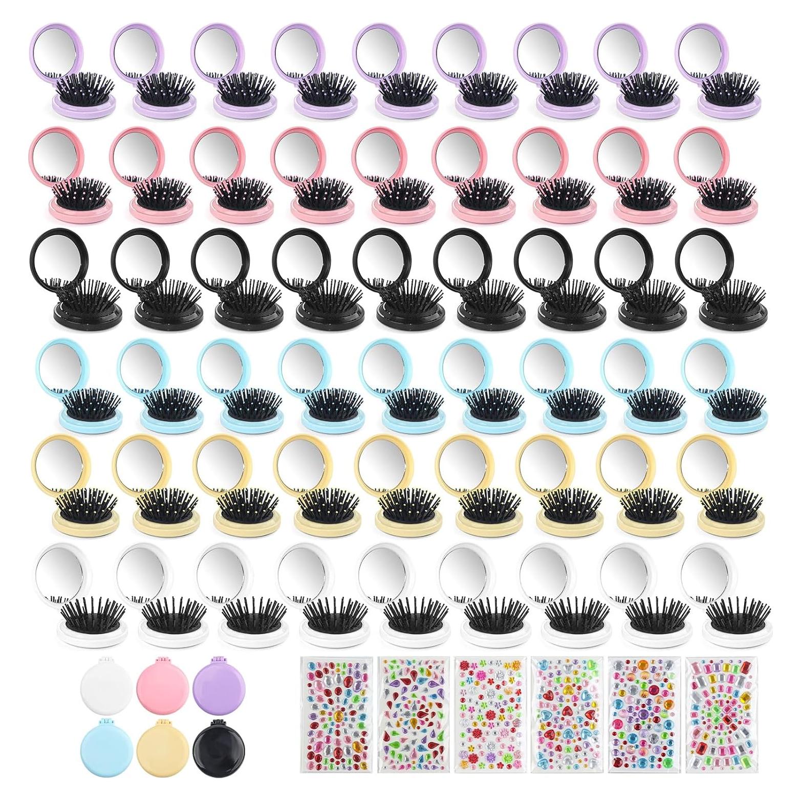 Espejo Plegable 2 en 1 Lilingsty con Cepillo y Stickers DIY - 6 Colores