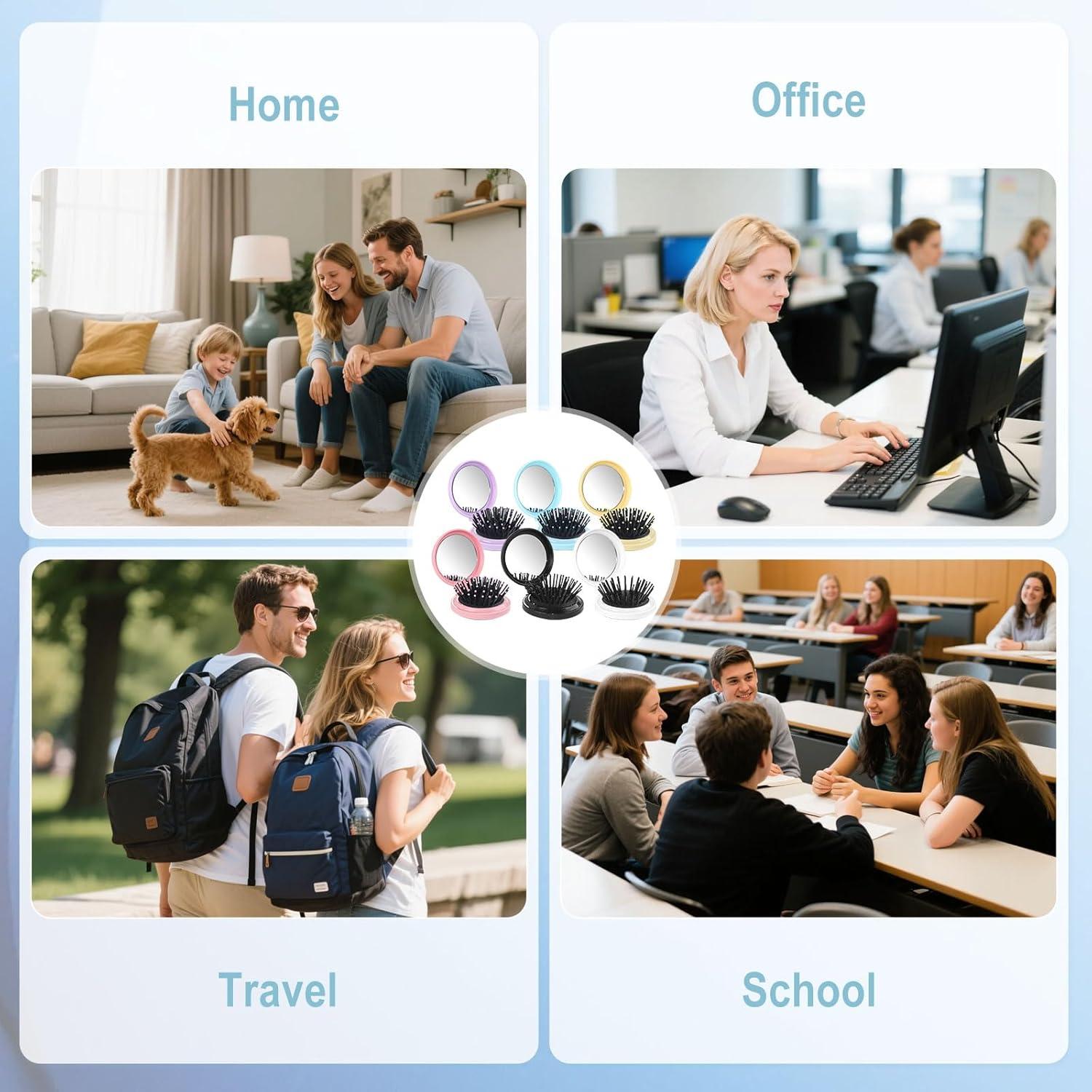 Espejo Plegable 2 en 1 Lilingsty con Cepillo y Stickers DIY - 6 Colores