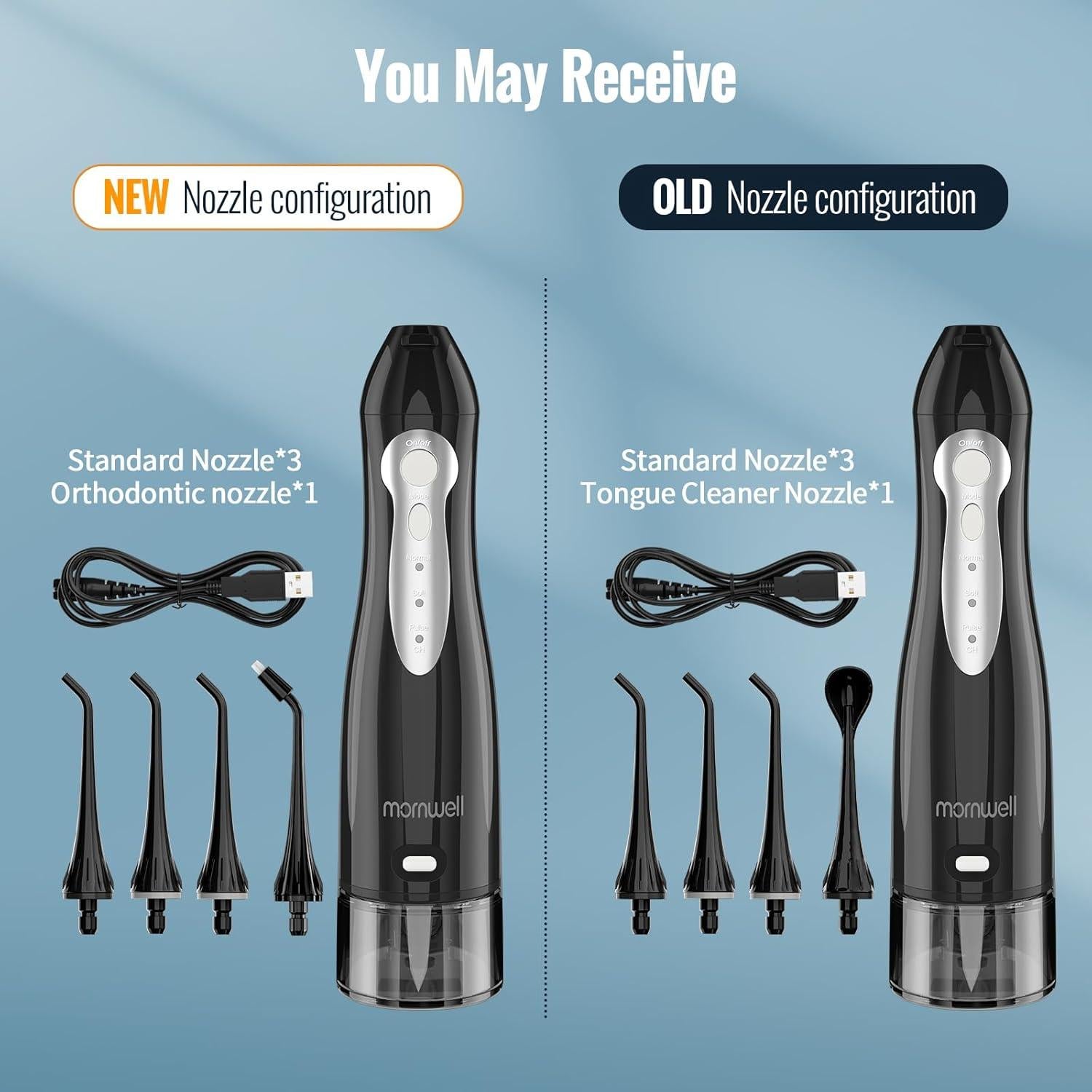 Irrigador Oral Inalámbrico Mornwell RST5012-BK 330ml USB IPX7