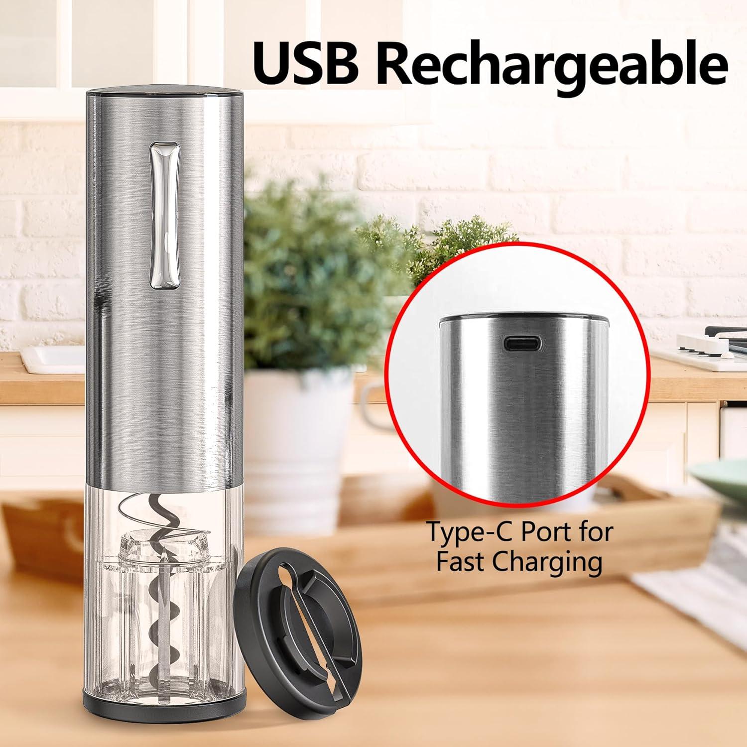 Abridor de Vino Eléctrico BGFOX Recargable Acero Inoxidable