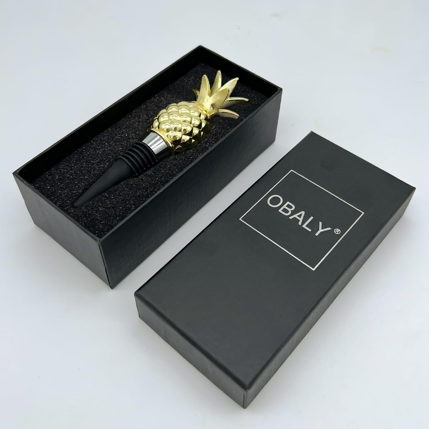 Tapón para Vino OBALY Piña Dorada de Zinc Reutilizable