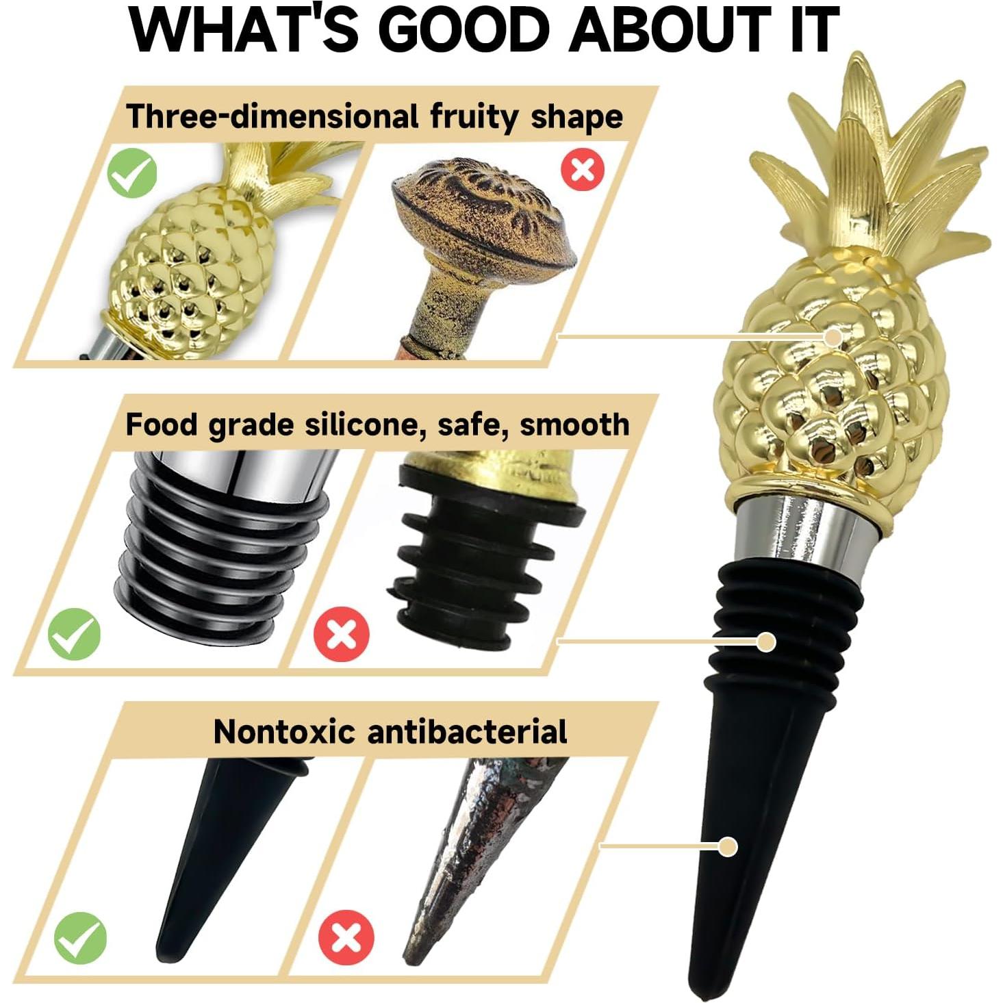 Tapón para Vino OBALY Piña Dorada de Zinc Reutilizable