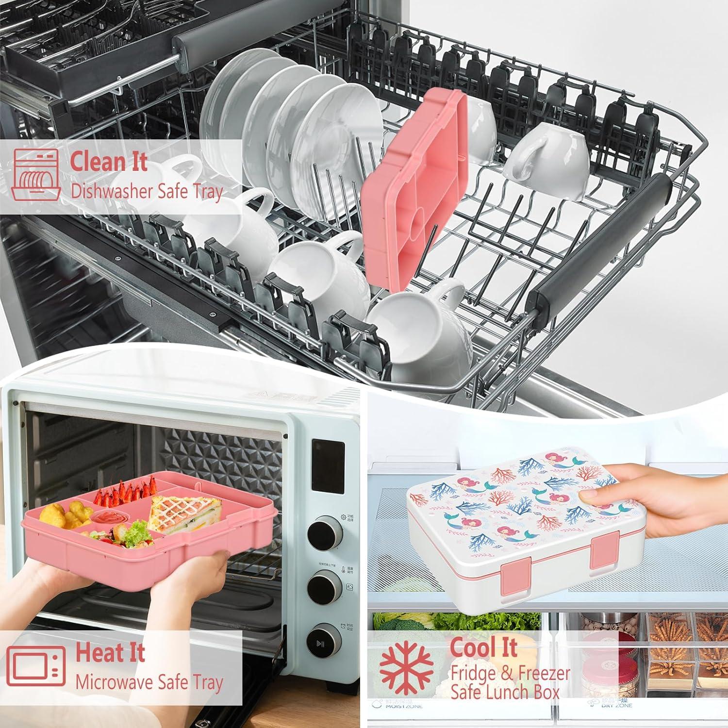 Caja de Almuerzo BEAQUEE Rosa Sirena 5.5 Tazas 6 Compartimentos