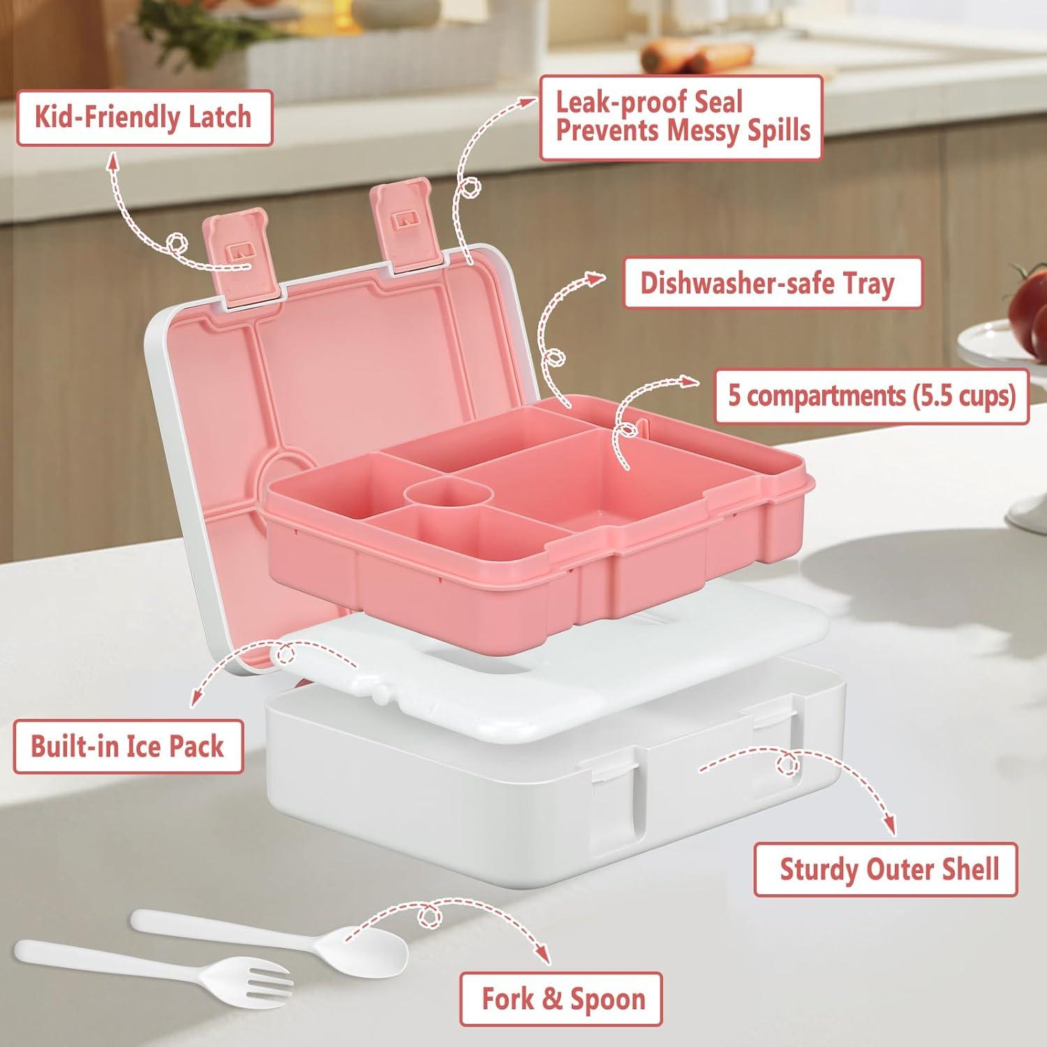 Caja de Almuerzo BEAQUEE Rosa Sirena 5.5 Tazas 6 Compartimentos