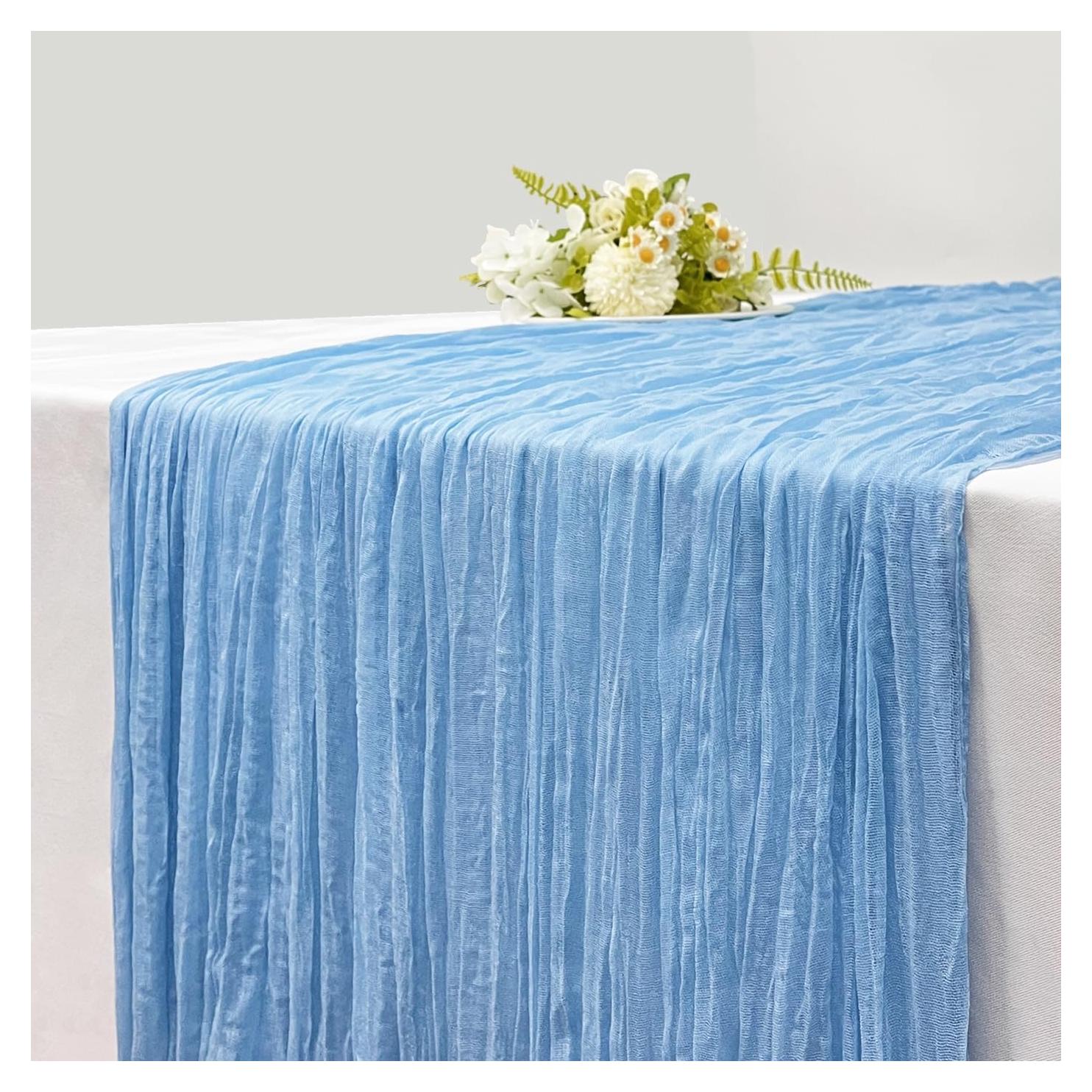 Camino de Mesa de Gasa BGHEOUYV 3.05m x 88.9cm Azul Bebé