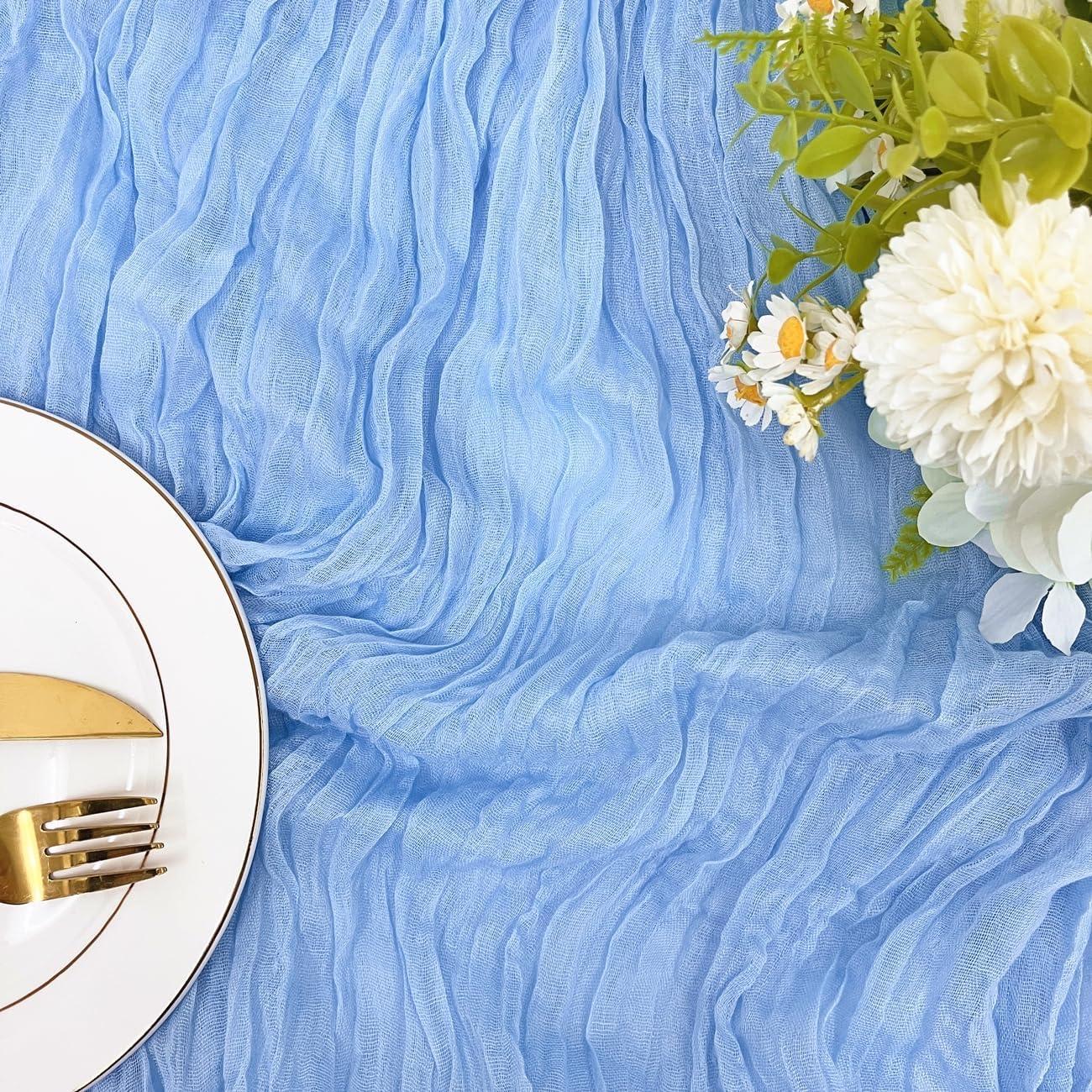 Camino de Mesa de Gasa BGHEOUYV 3.05m x 88.9cm Azul Bebé