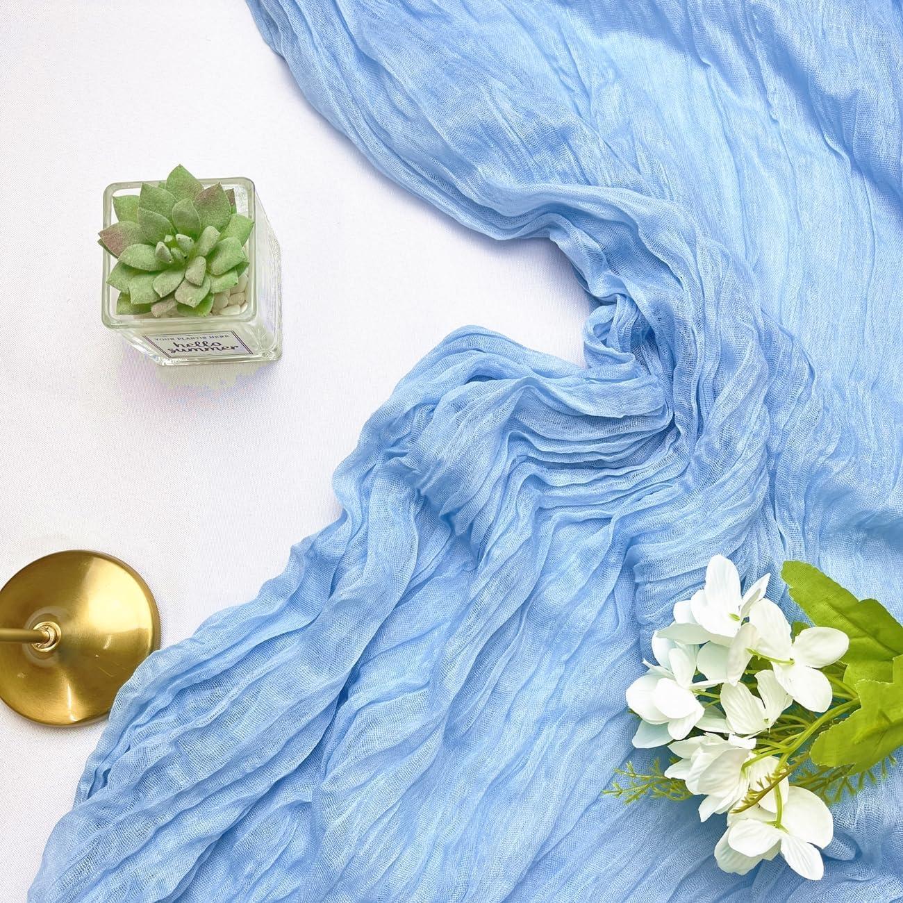 Camino de Mesa de Gasa BGHEOUYV 3.05m x 88.9cm Azul Bebé