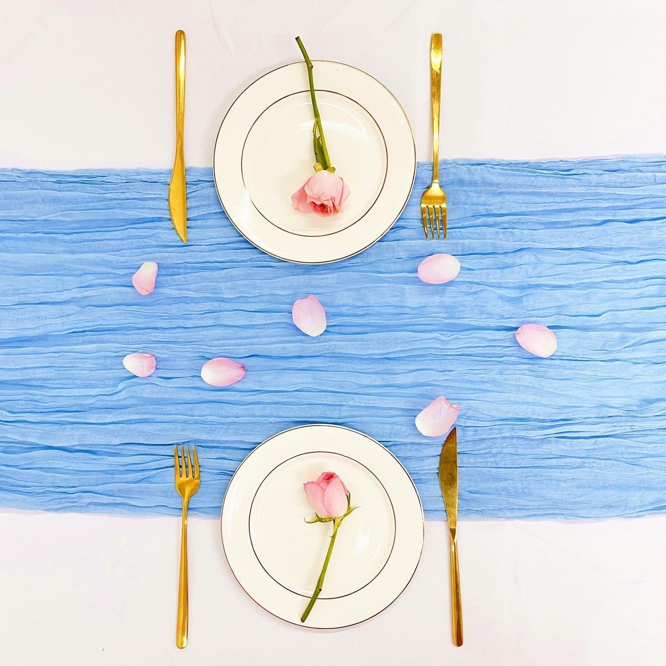 Camino de Mesa de Gasa BGHEOUYV 3.05m x 88.9cm Azul Bebé