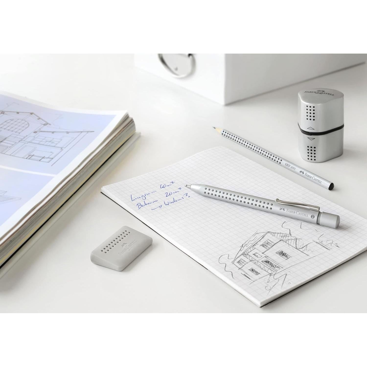 Sacapuntas Faber-Castell Grip Trio Plata 3 Aberturas