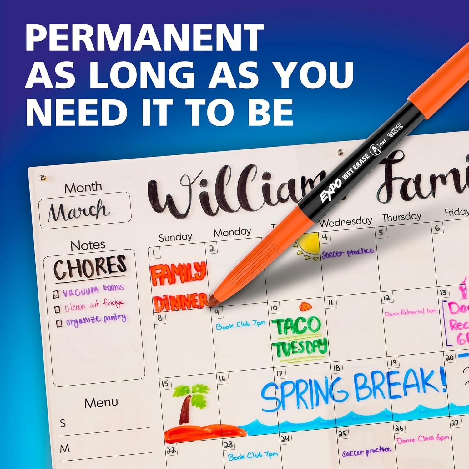 Marcadores de Borrado Húmedo EXPO, 12 Colores, Punta Fina