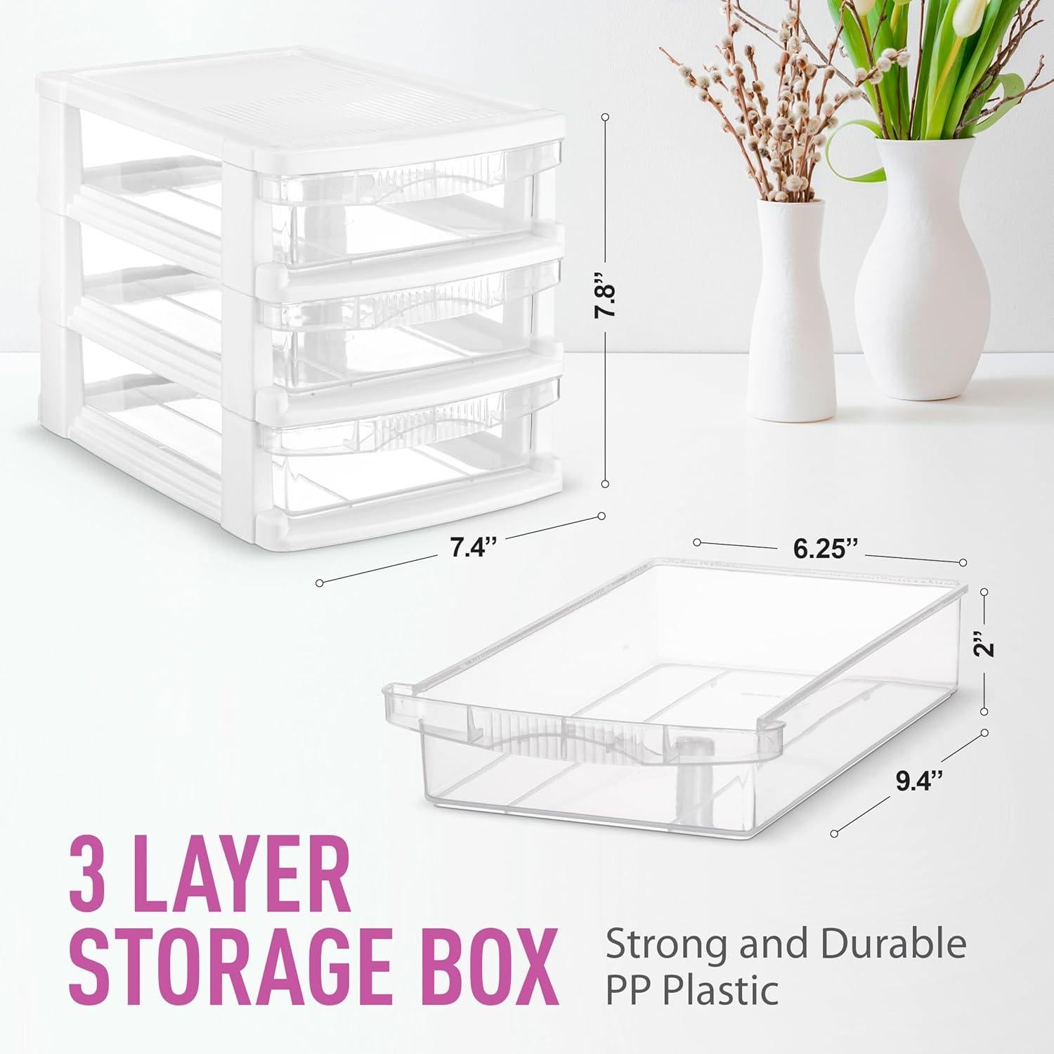 Unidad de Almacenamiento Tribello 3 Cajones Plástico Blanco - 2 Paquete