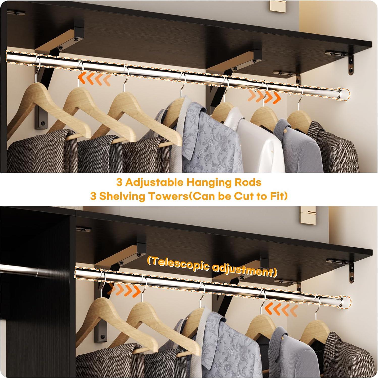 Sistema Organizador de Closet iSunirm 132x147cm Negro