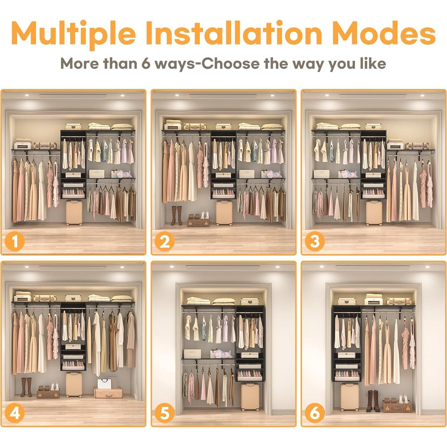 Sistema Organizador de Closet iSunirm 132x147cm Negro