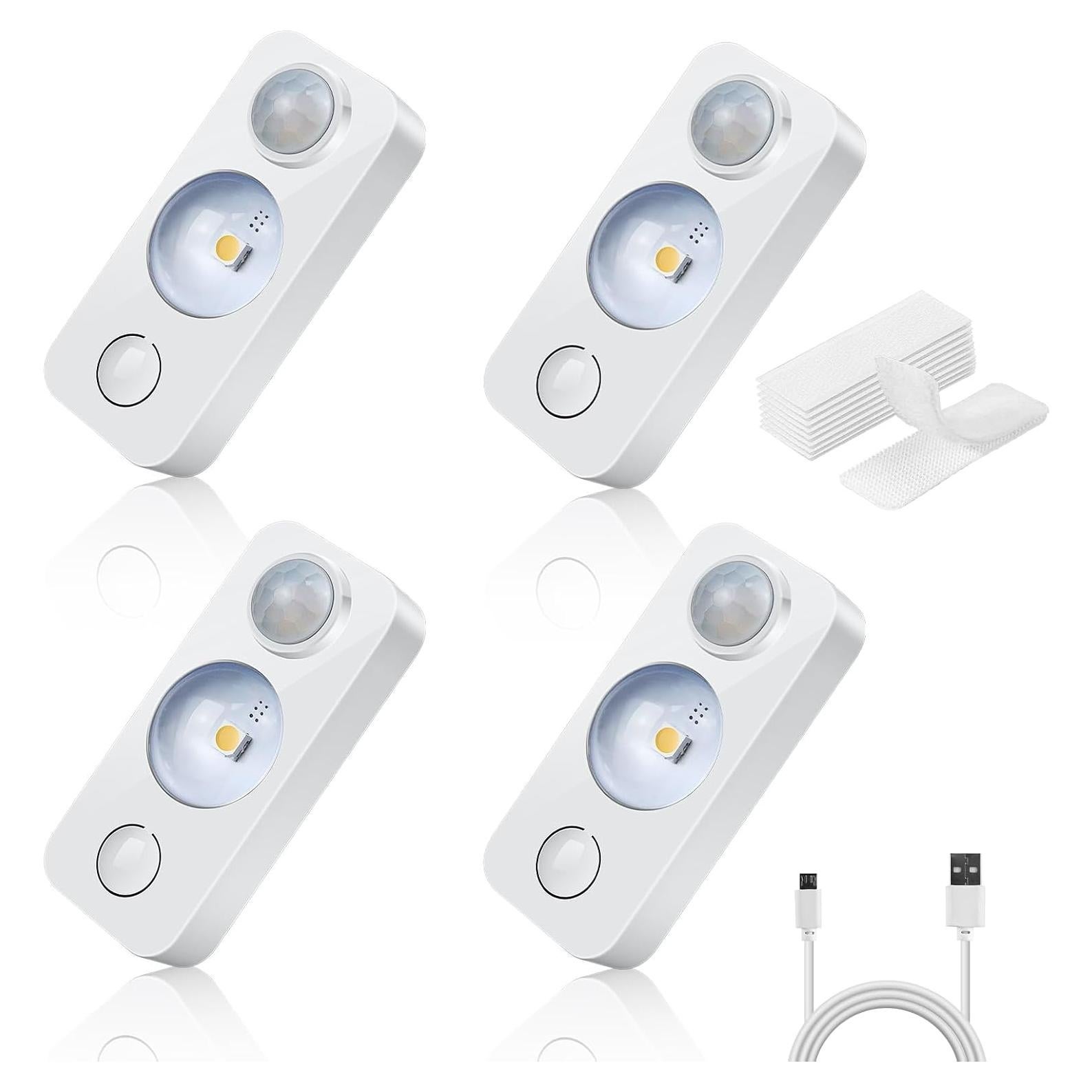 Luces de Puck LED con Sensor de Movimiento 4 Pack - DC - Blanco Cálido