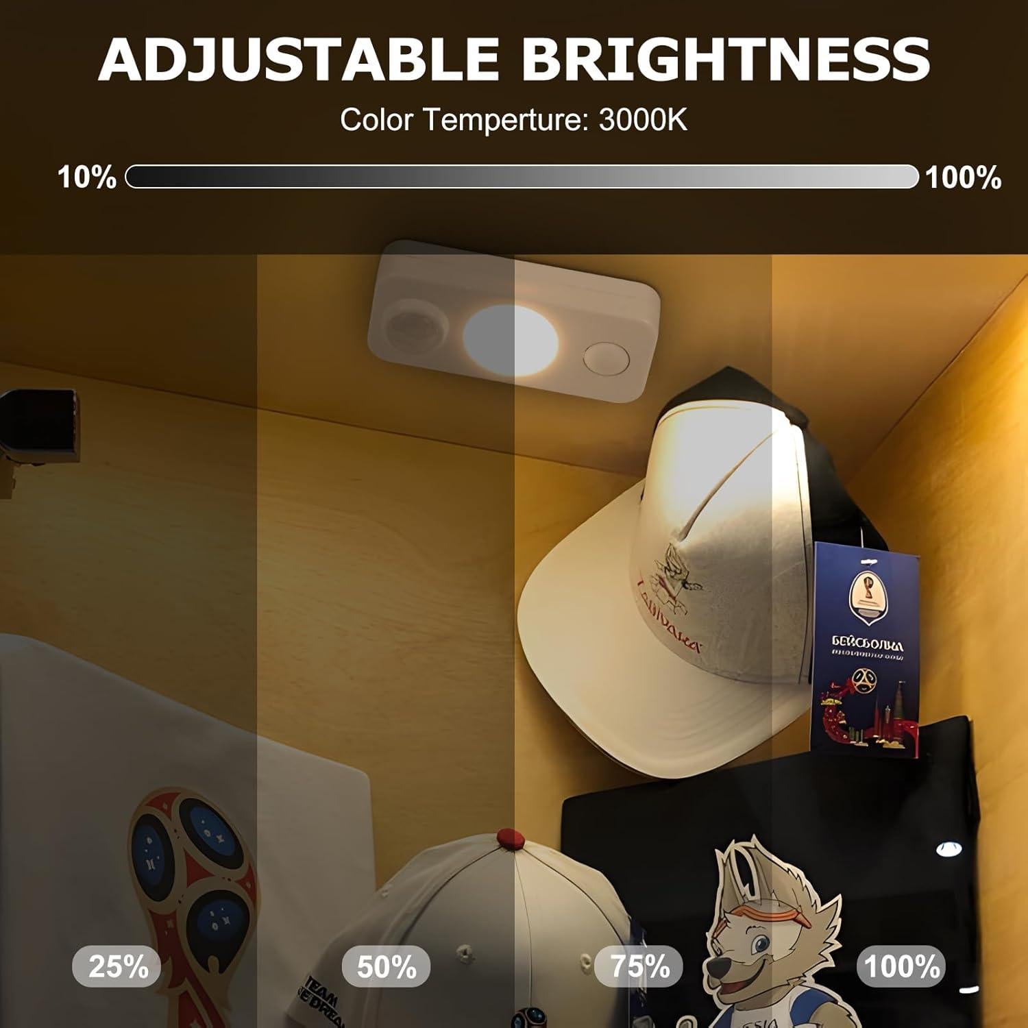 Luces de Puck LED con Sensor de Movimiento 4 Pack - DC - Blanco Cálido