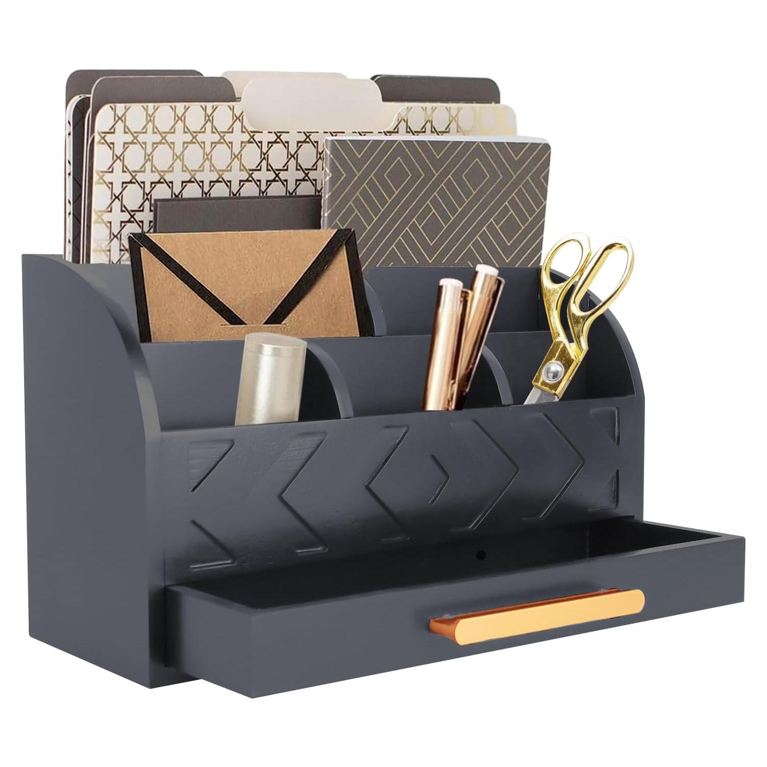 Organizador de Escritorio de Madera ZALIOJI Negro Ajustable