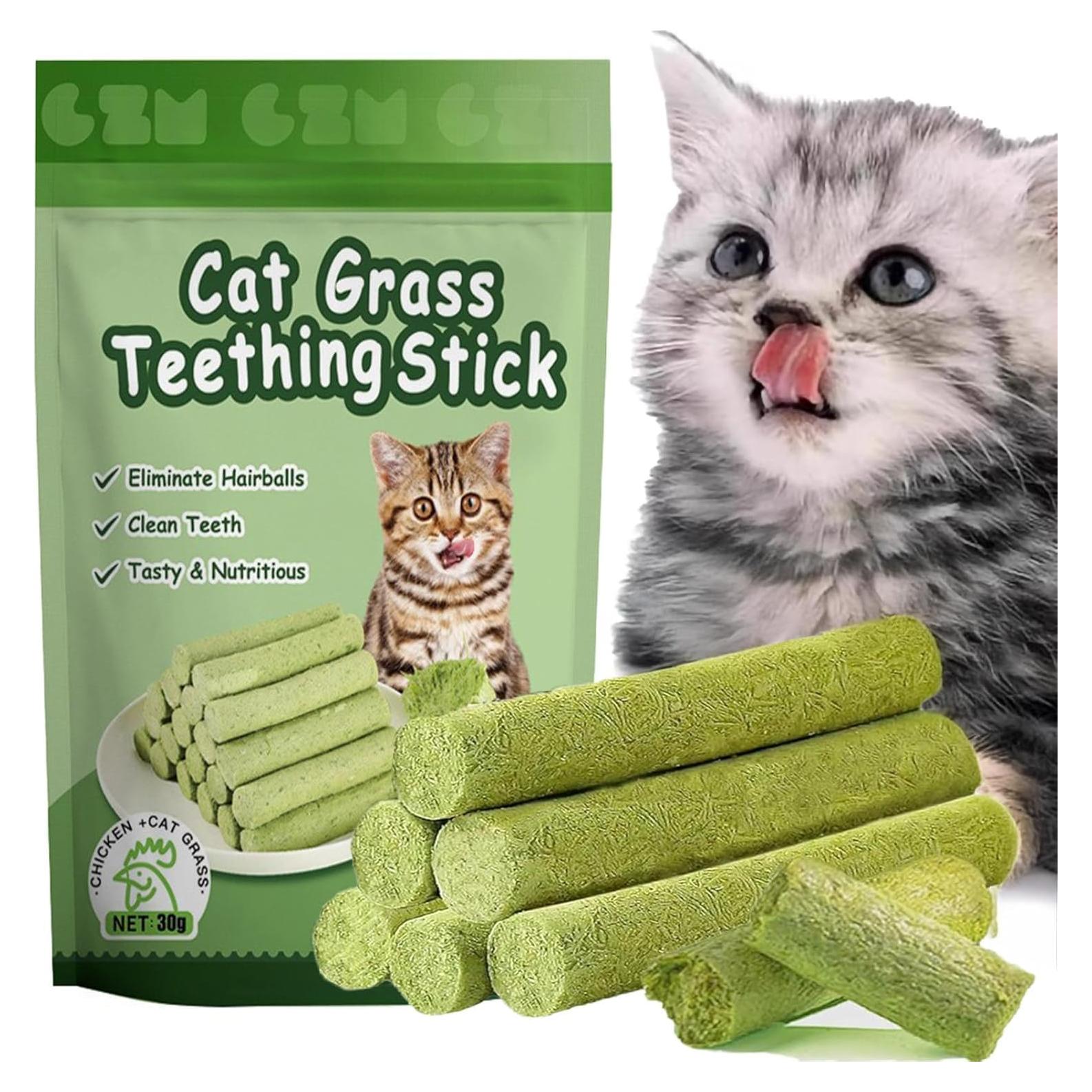 6 Palitos de Hierba Natural para Gatos - Snack Masticable NSWXZDS